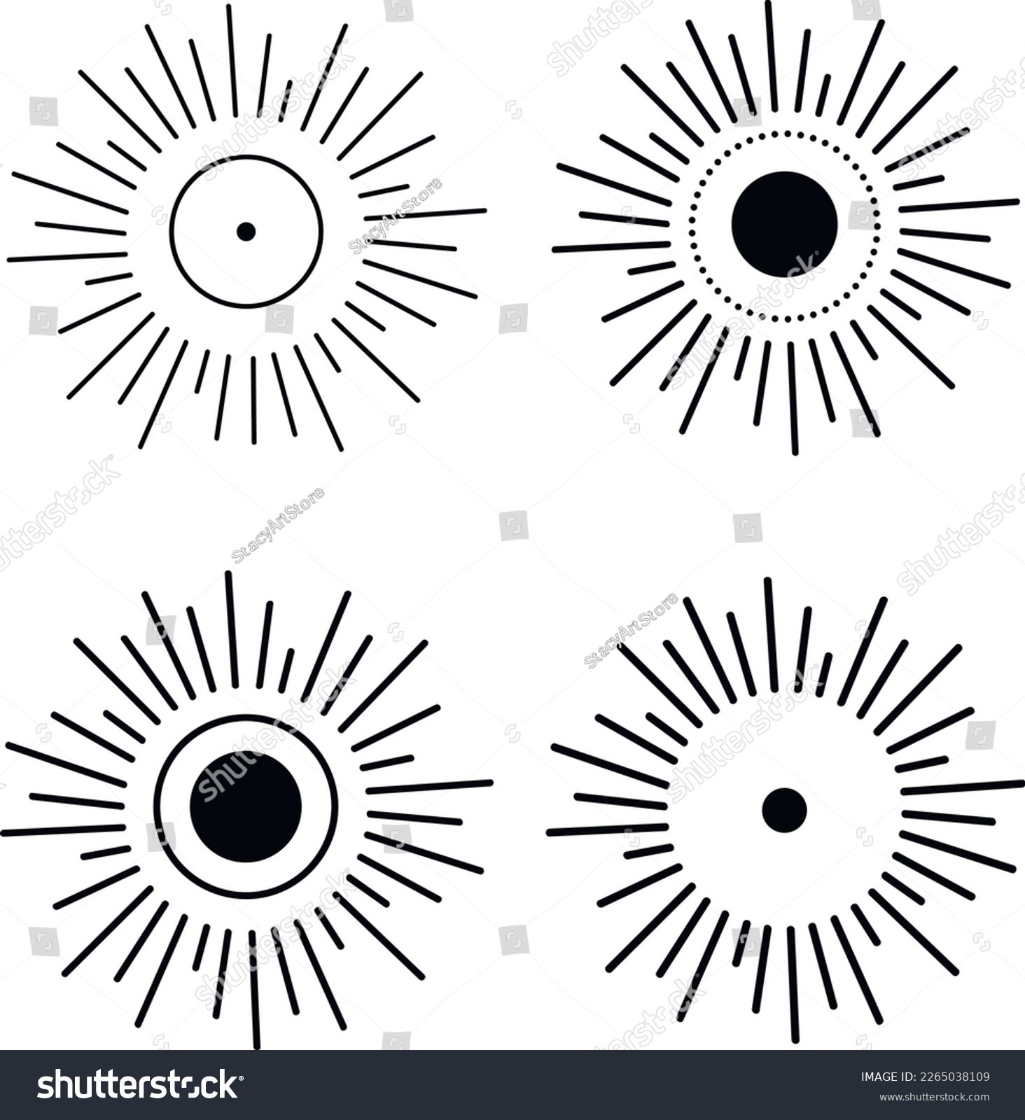 SVG of The Sun Vector Black and White SVG Line Art Illustration, Celestial designs, boho vector, bohemian print for shirt. Astrology, Mystical, Sacred Clipart. SVG Cricut File  svg