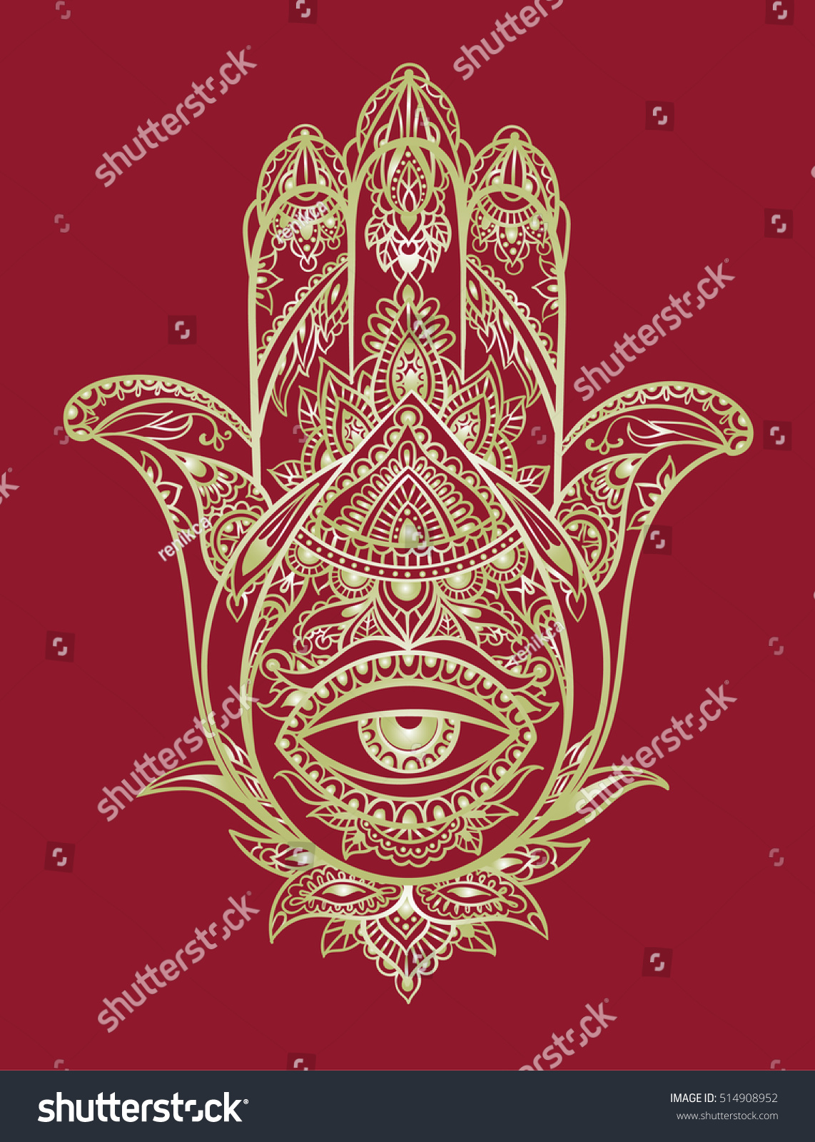 Symbol Fatimas Hand Ethnic Ornaments Stock Vector (Royalty Free ...