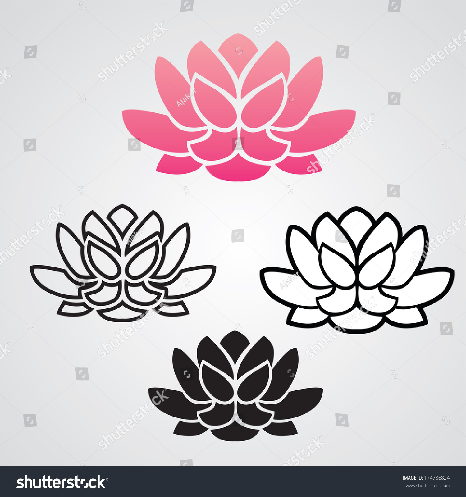 Symbol Yoga Lotus Flower Graphic Vector Stock Vector Royalty Free 174786824