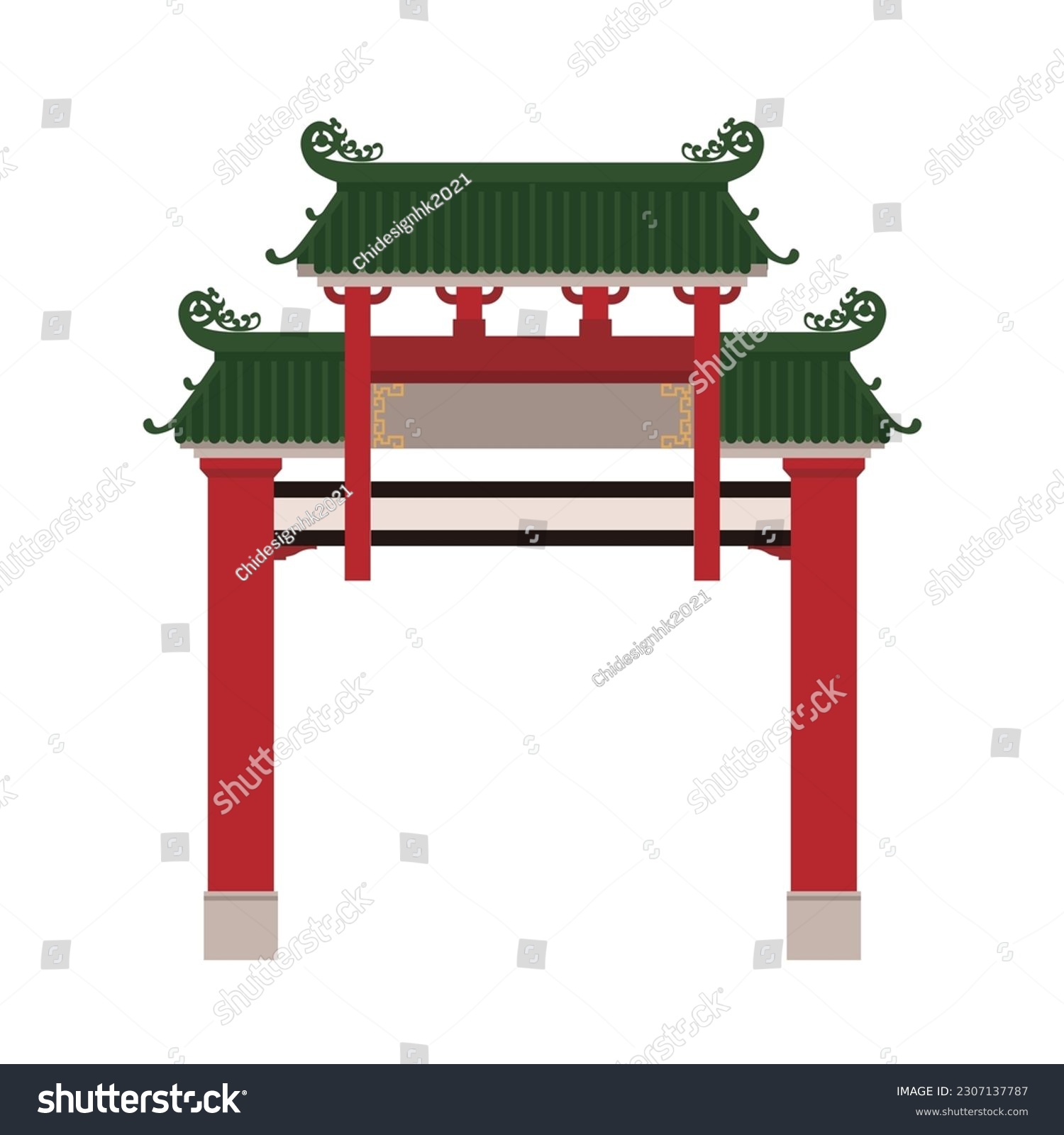 SVG of The Temple Street Night Market. One of the busiest flea markets at night in the territory. Vector of the Market entrance gate. svg
