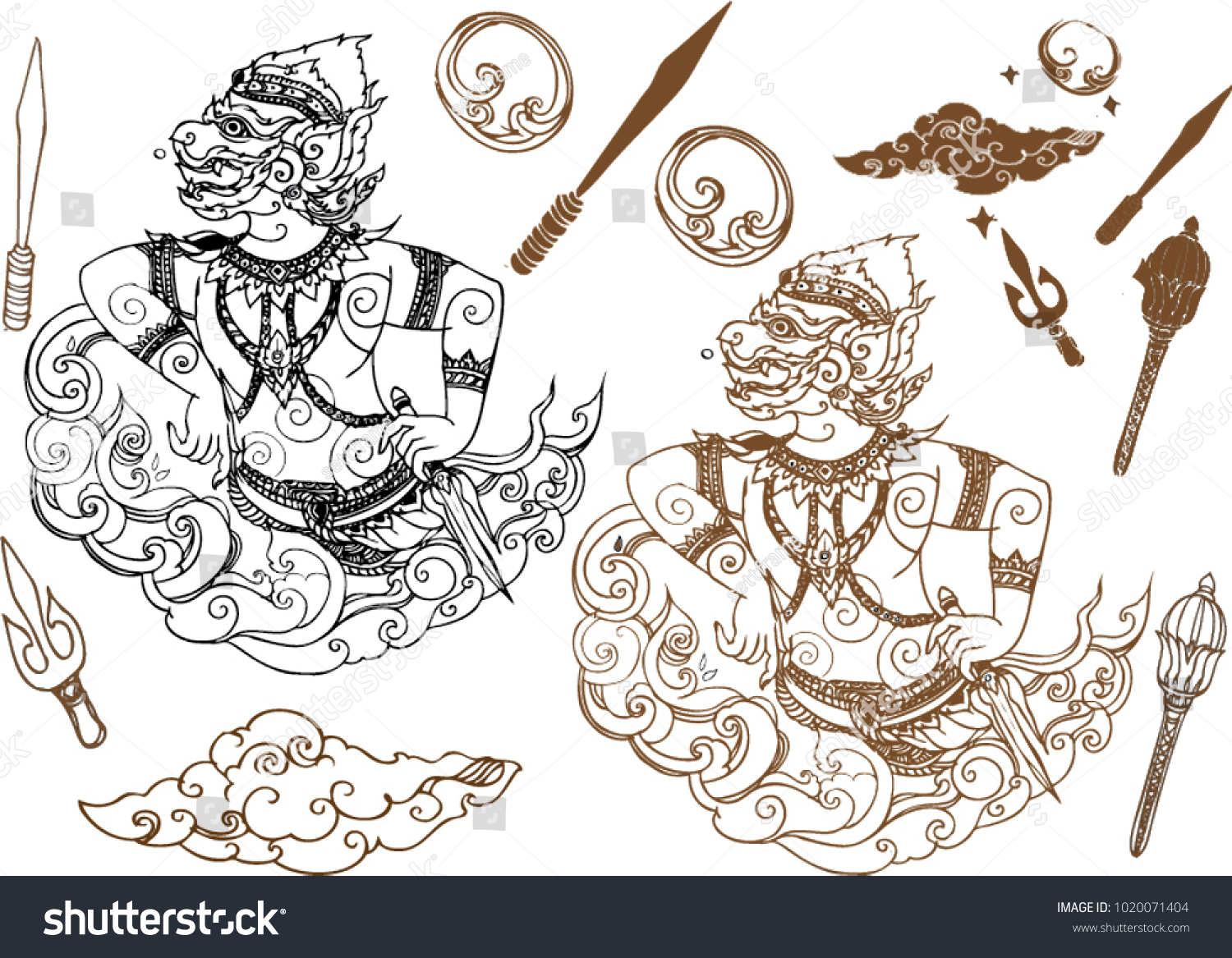 Thai Line Art Design Art Work Stock Vector (Royalty Free) 1020071404 ...