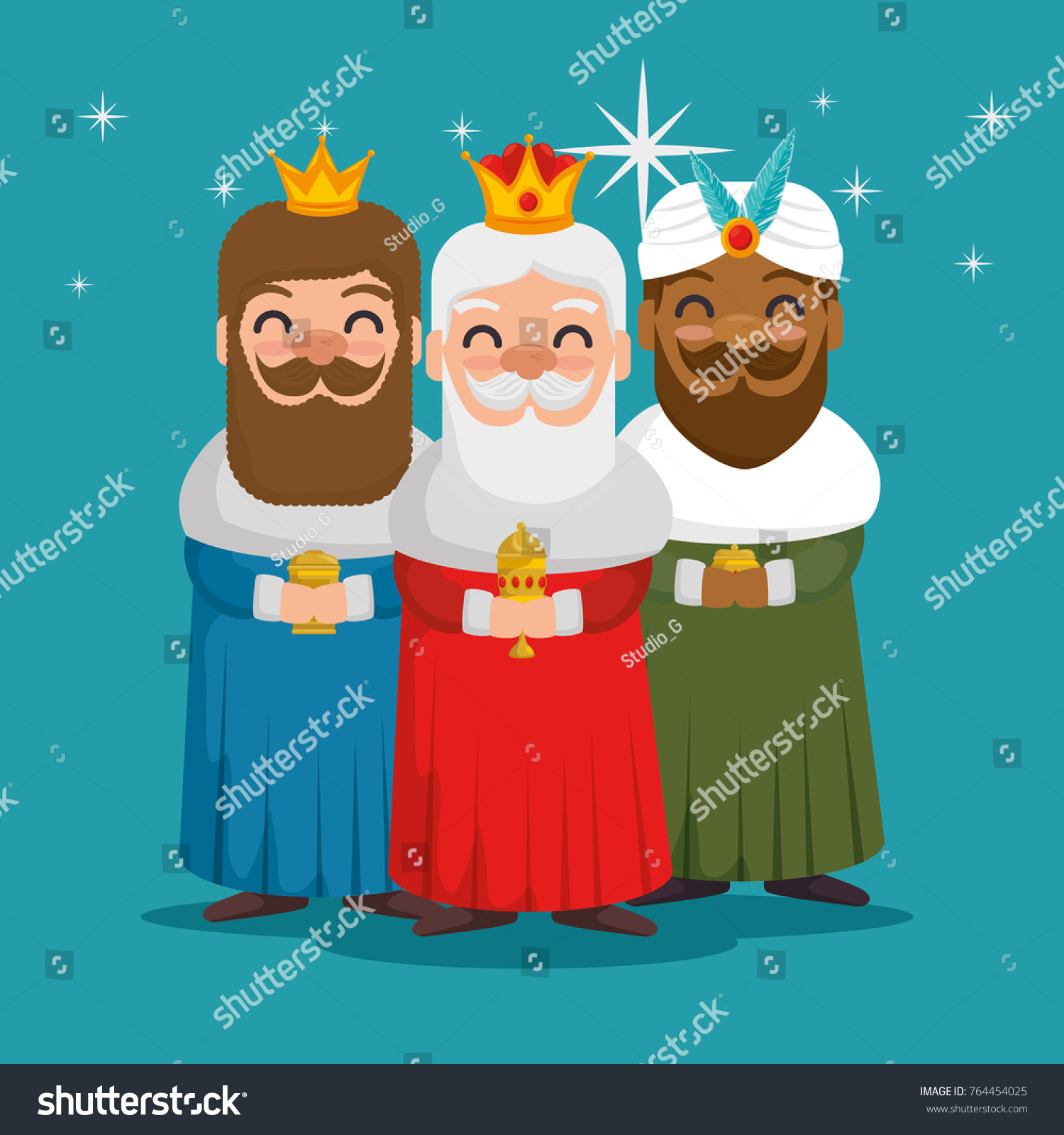 Three Magic Kings Orient Cartoons Stock Vector (Royalty Free) 764454025 ...