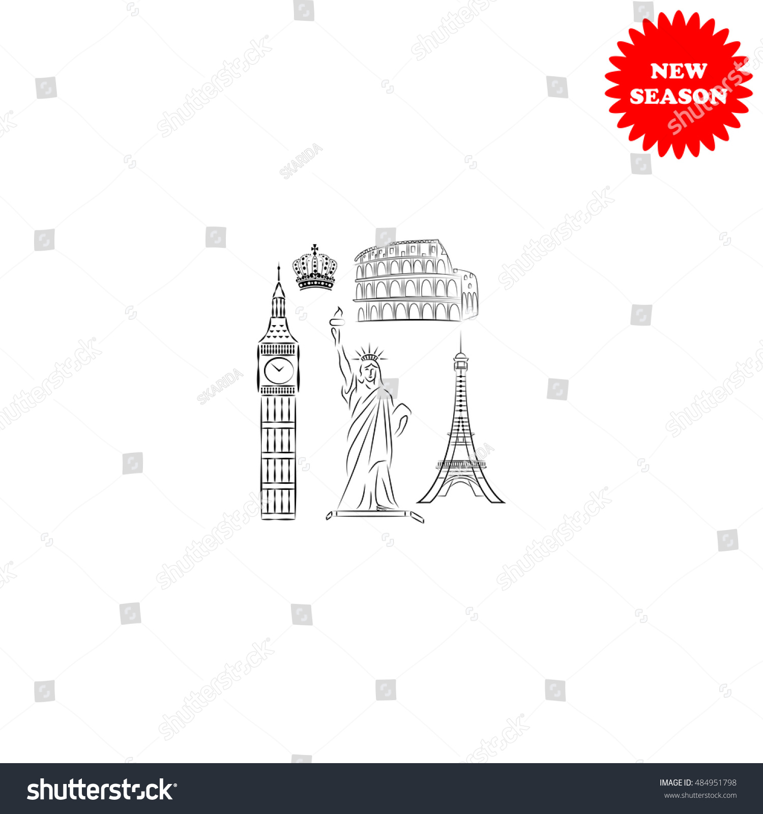 Tower Big Ben Statue Liberty Great Stock Vector (Royalty Free ...