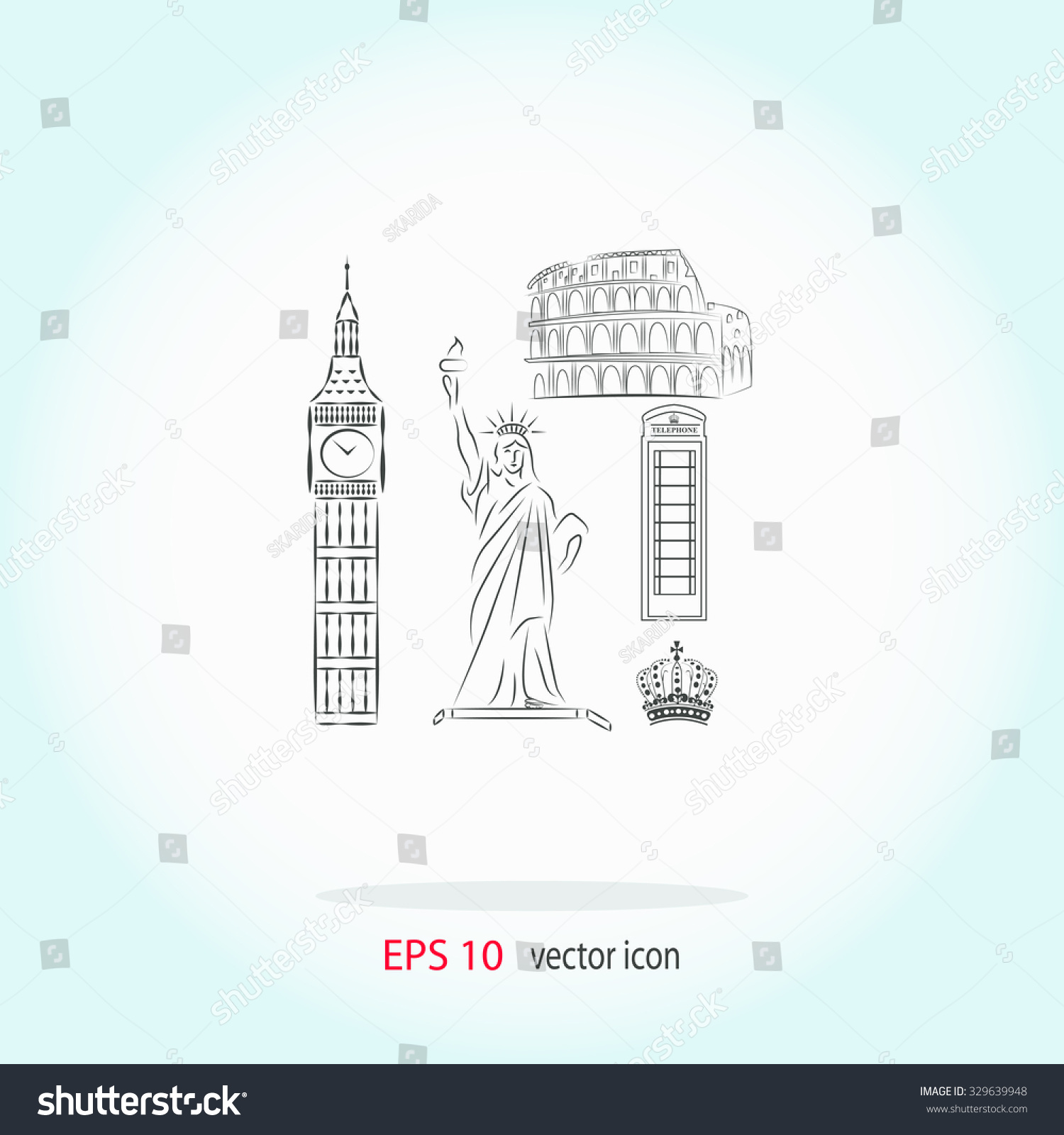 Tower Big Ben Statue Liberty Great Stock Vector (Royalty Free ...