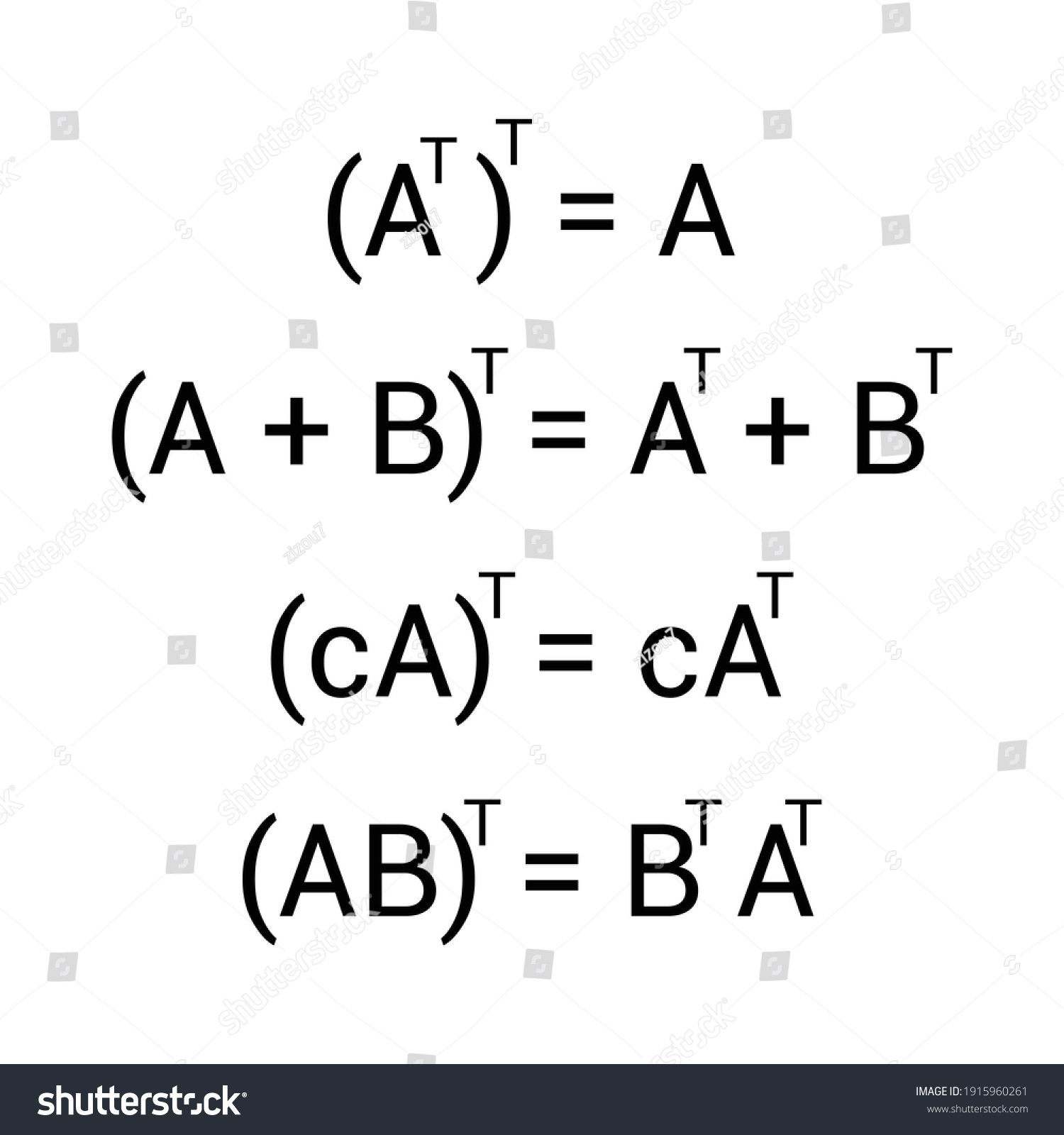 transpose of matrices properties