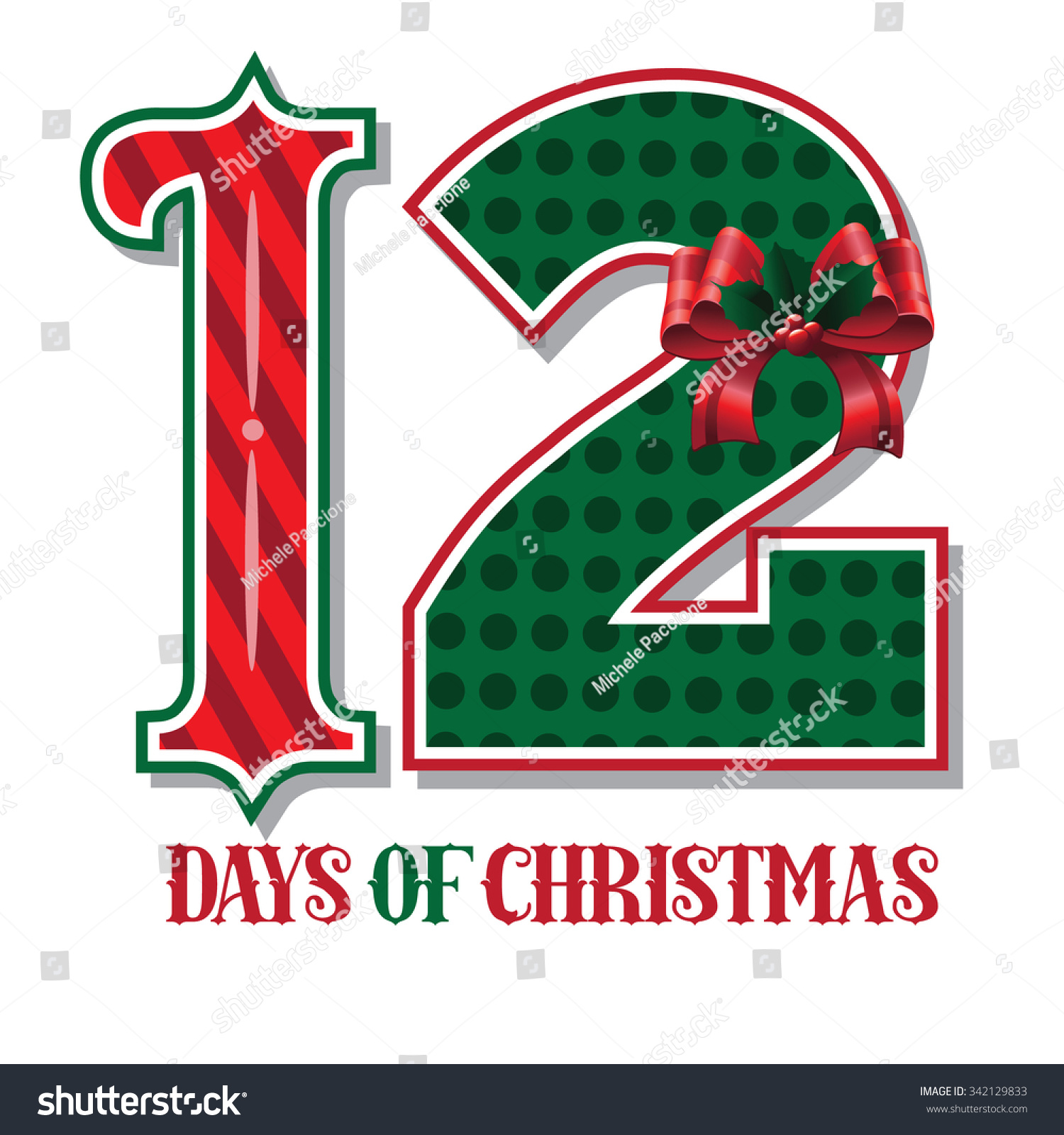 The Twelve Days Of Christmas Eps 10 Vector Typographic Illustration 342129833 Shutterstock