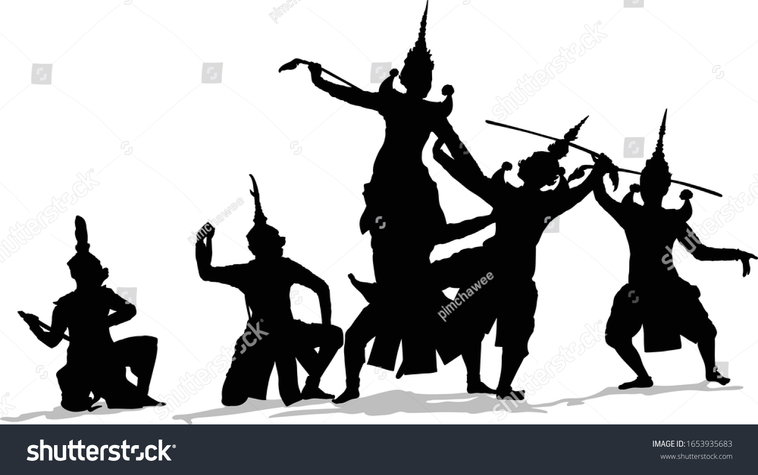 SVG of The two kings namely Param and Tos Sa Kan(King of the giant) met there path for a legendary fight. Ramakien or ramayana. Art culture Thailand Dancing in masked khon. Concept Enemy. svg