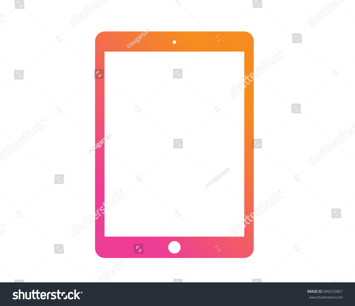 SVG of The vector Colorful gradient pink to orange flat tablet computer icon svg