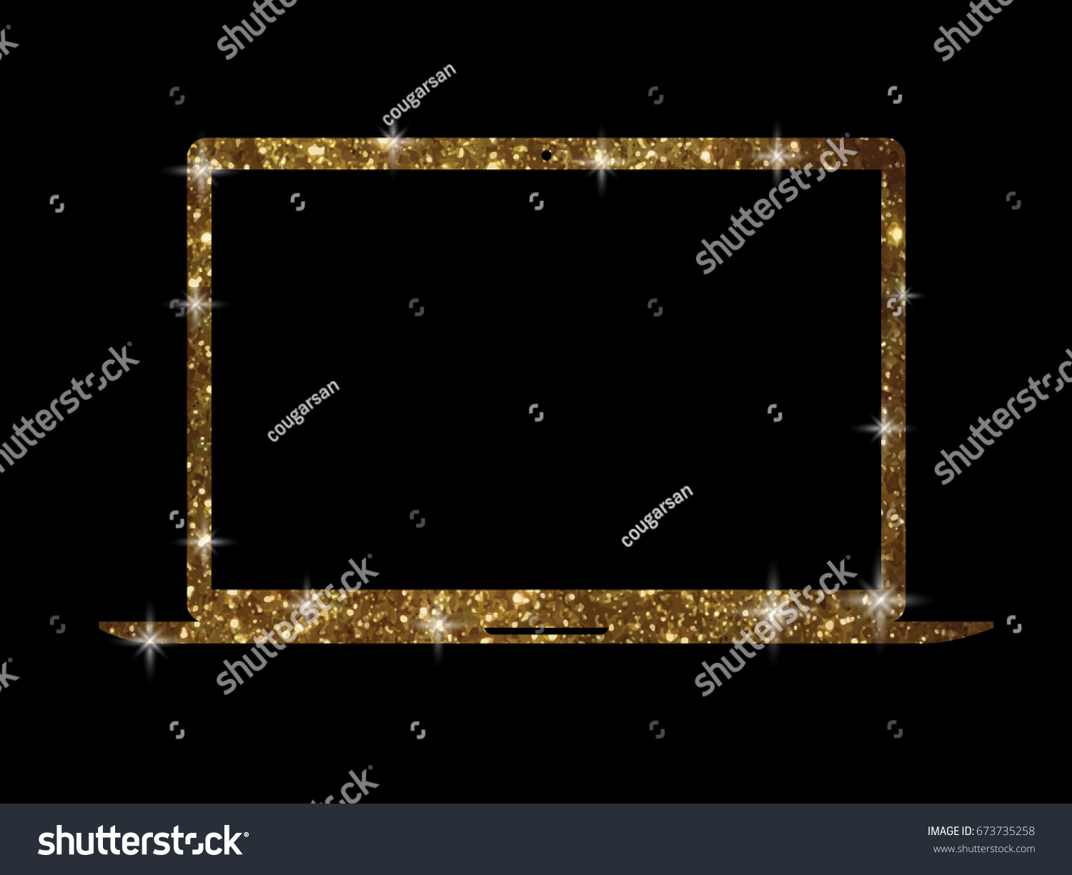 SVG of The vector golden glitter gold color flat laptop computer icon on black background svg