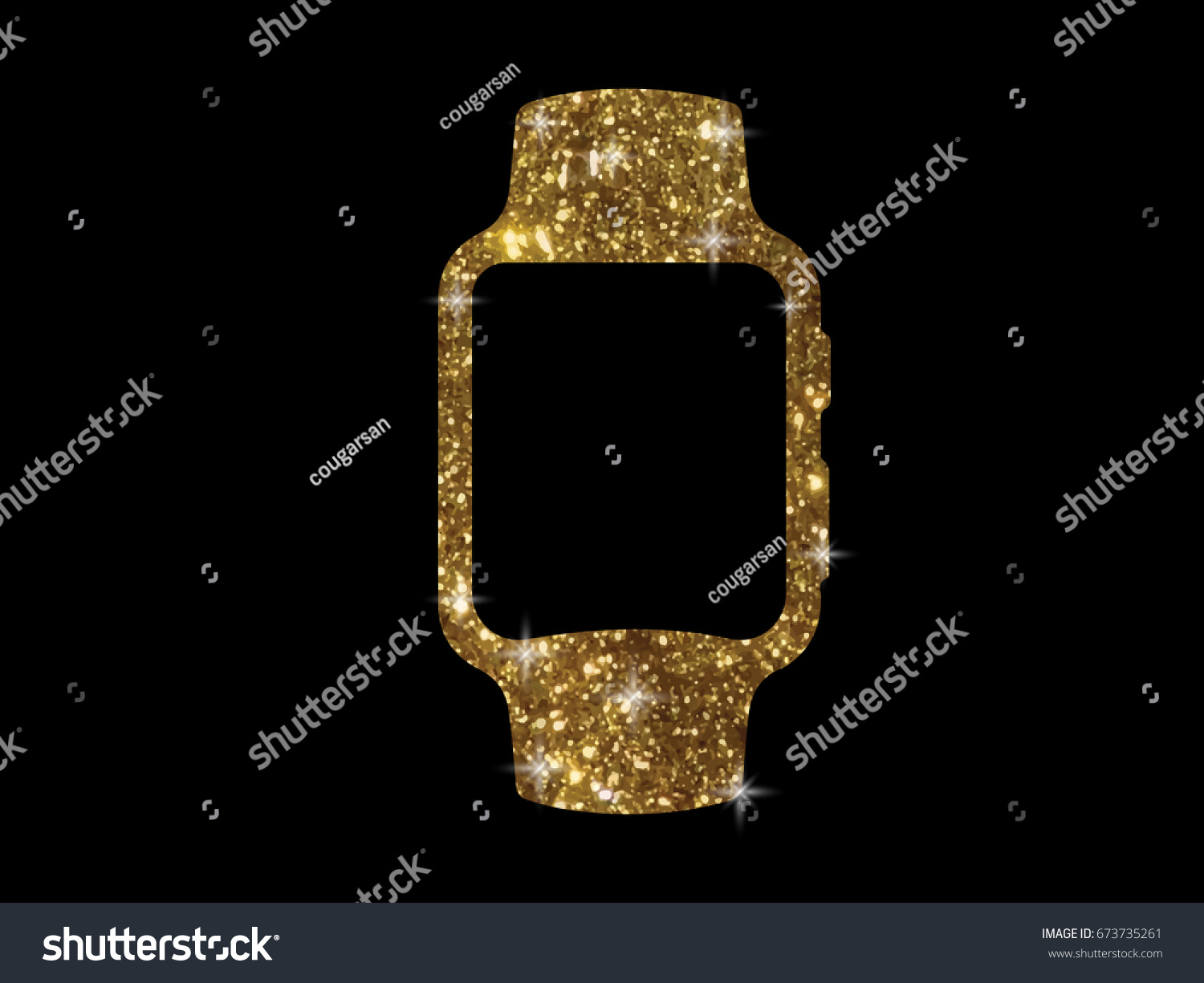 SVG of The vector golden glitter gold color flat smart watch icon on black background svg