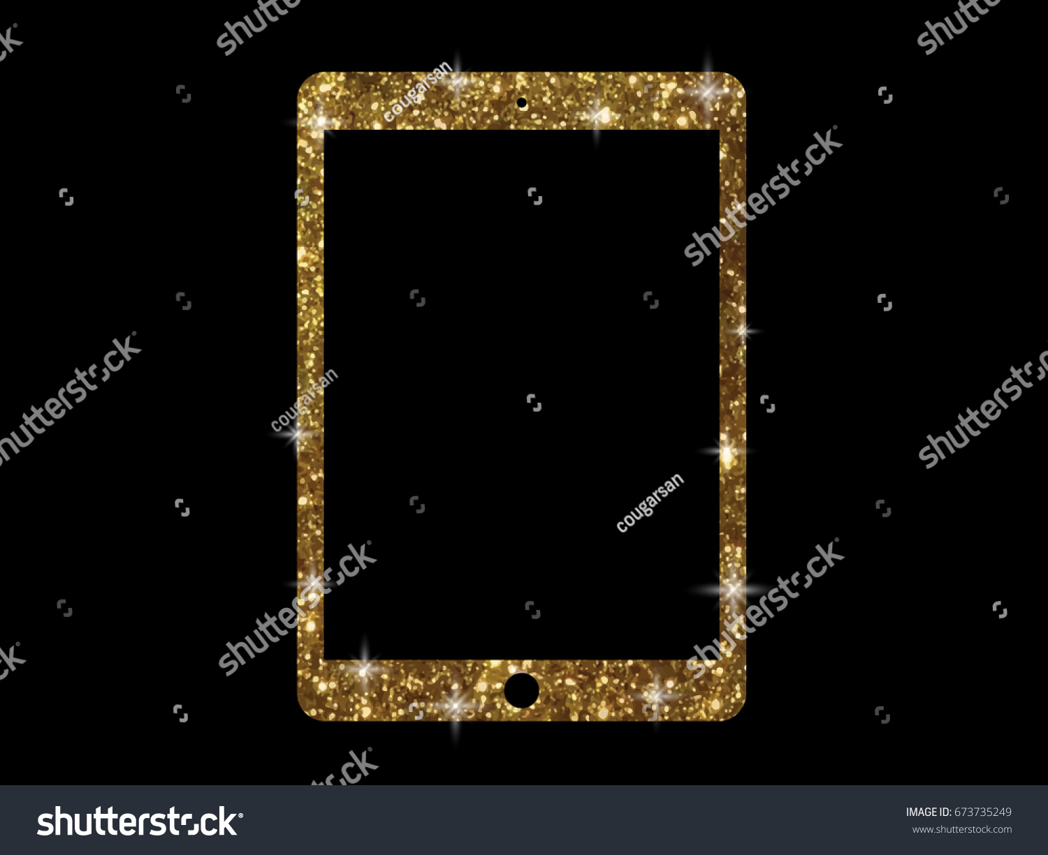 SVG of The vector golden glitter gold color flat tablet computer icon on black background svg