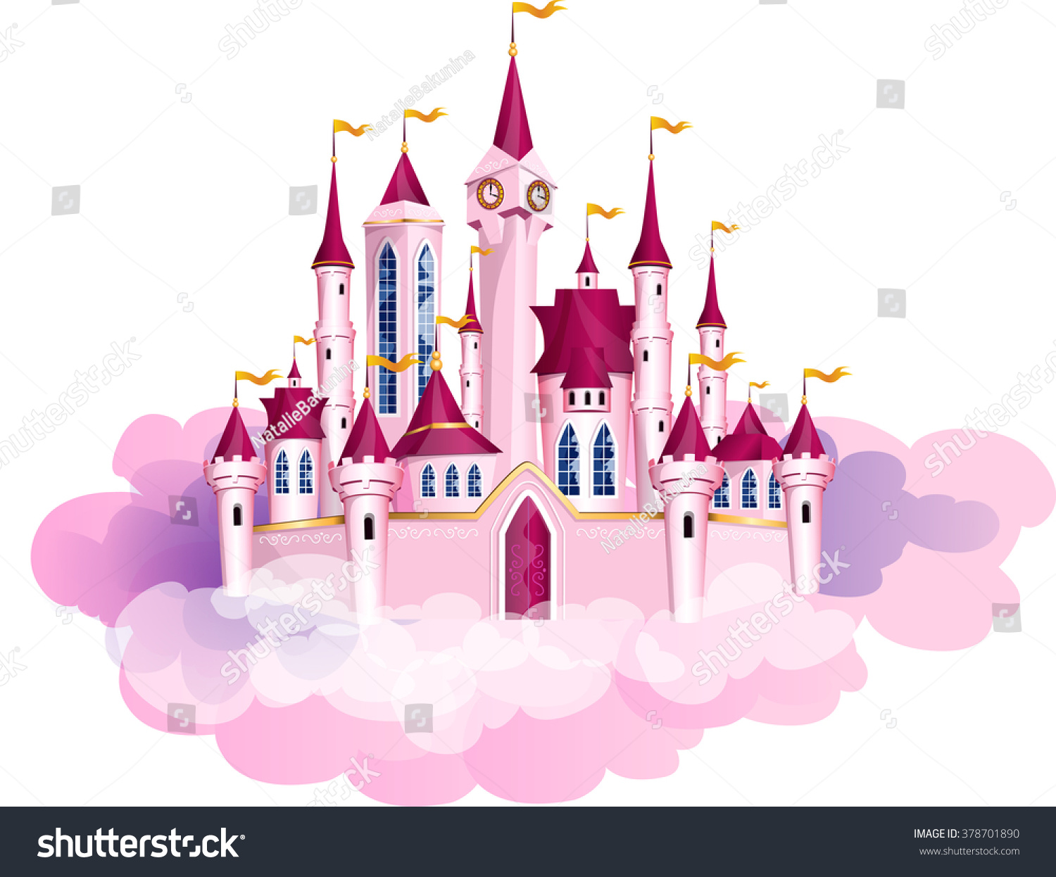 Download Vector Illustration Pink Princess Magic Castle Stock ...