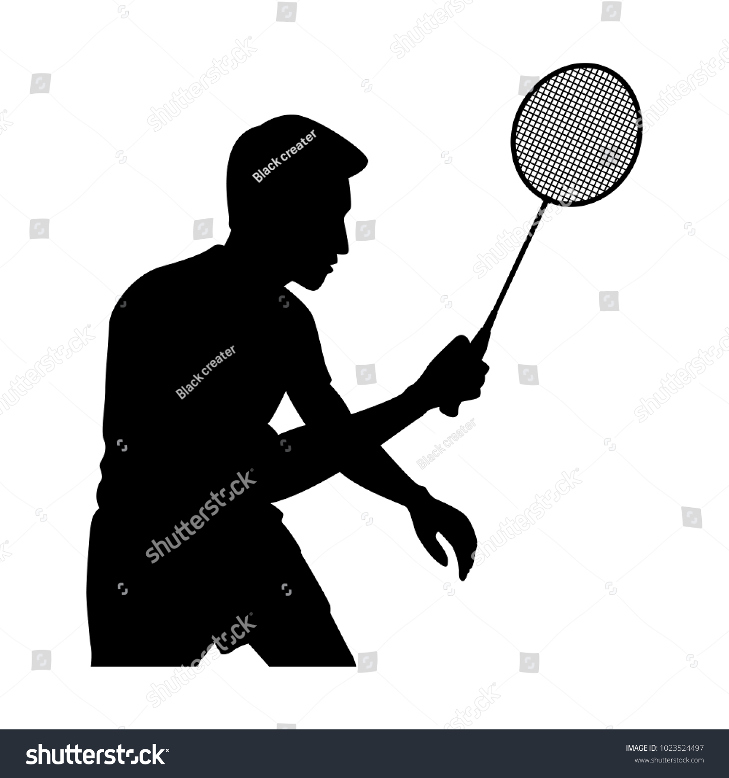 Vector Badminton Player Silhouette Style Isolated Stock Vector (Royalty ...