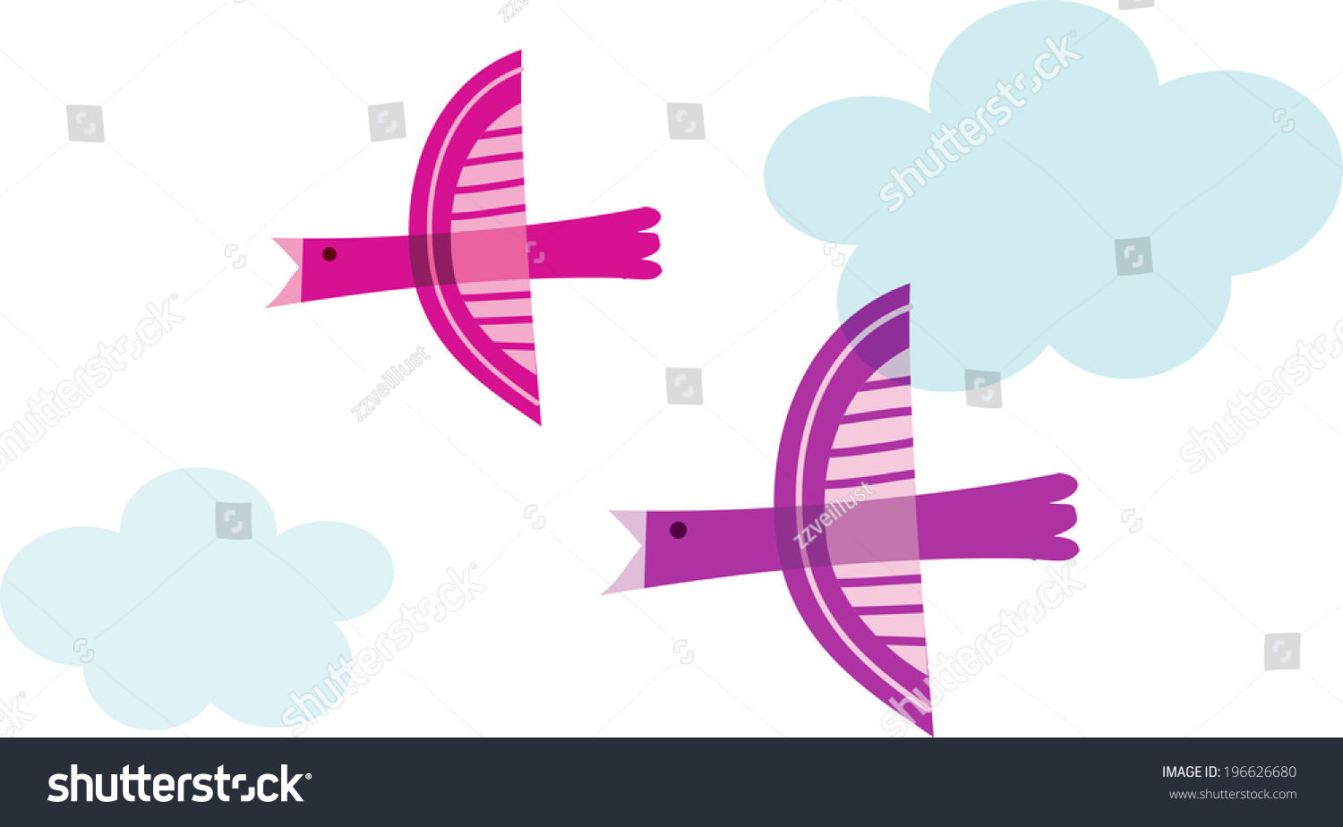 View Two Birds Flying Stock Vector (Royalty Free) 196626680 | Shutterstock