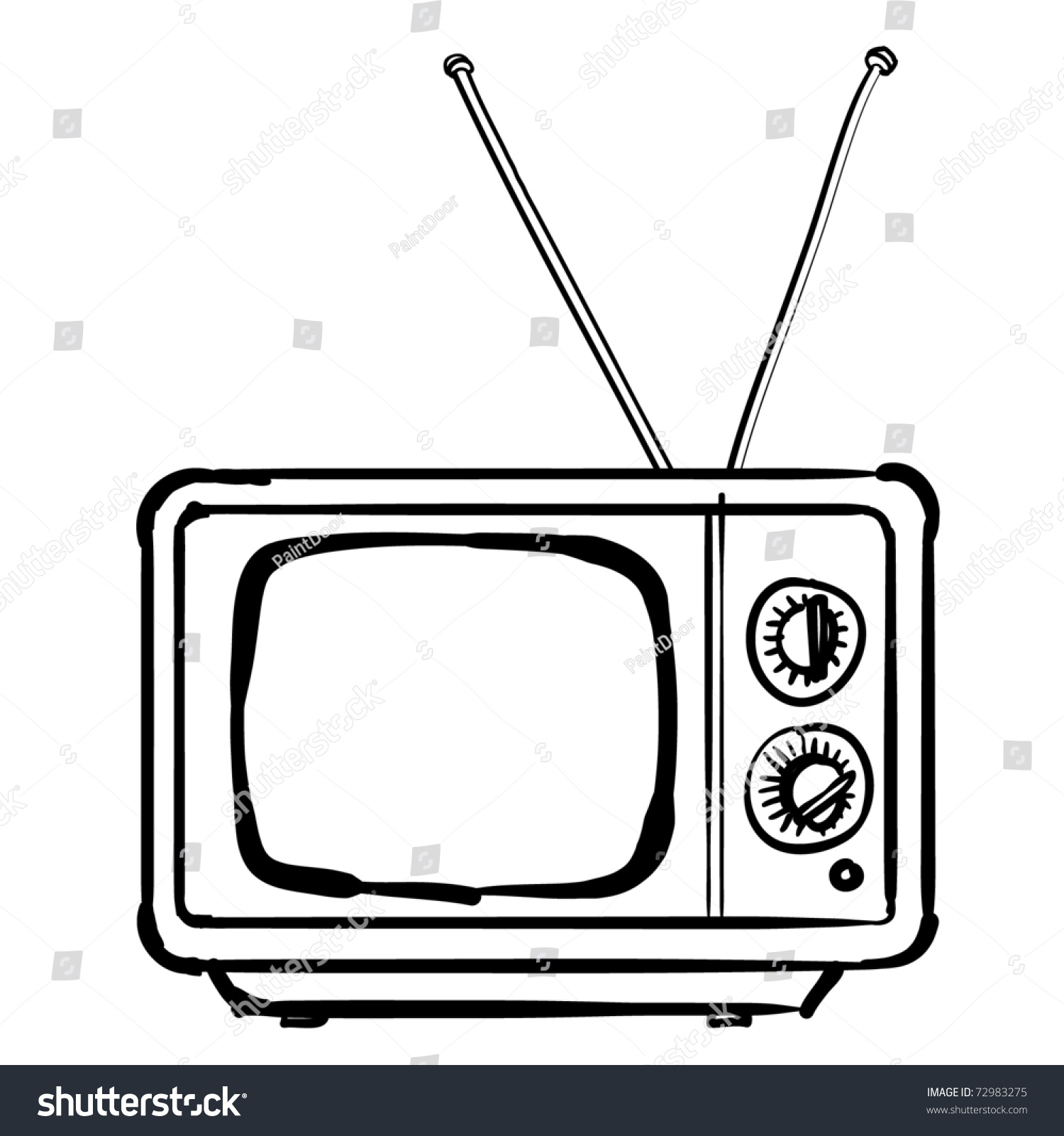 Vintage Tv Childrens Sketch Square Tv Stock Vector 72983275 - Shutterstock