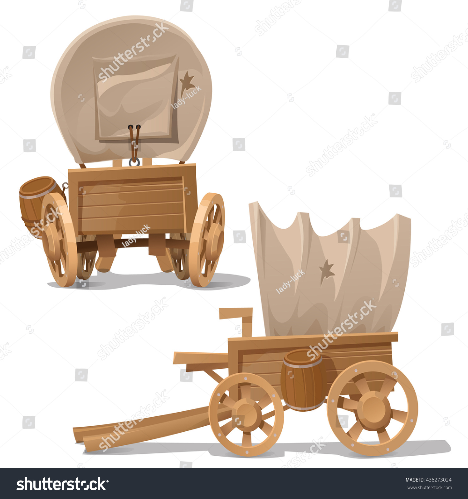 SVG of The wagon in the wild West style isolated on a white background. Cartoon vector close-up illustration. svg