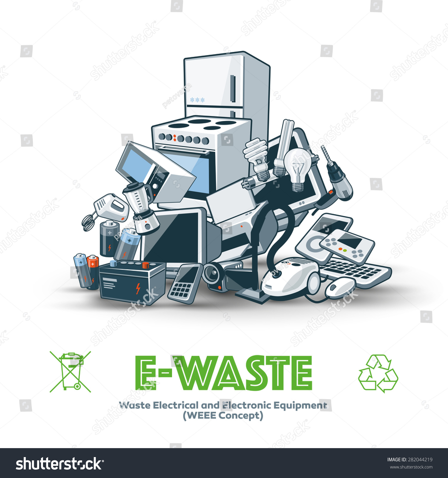 The Waste Electrical And Electronic Equipment Pile. Computer And Other ...