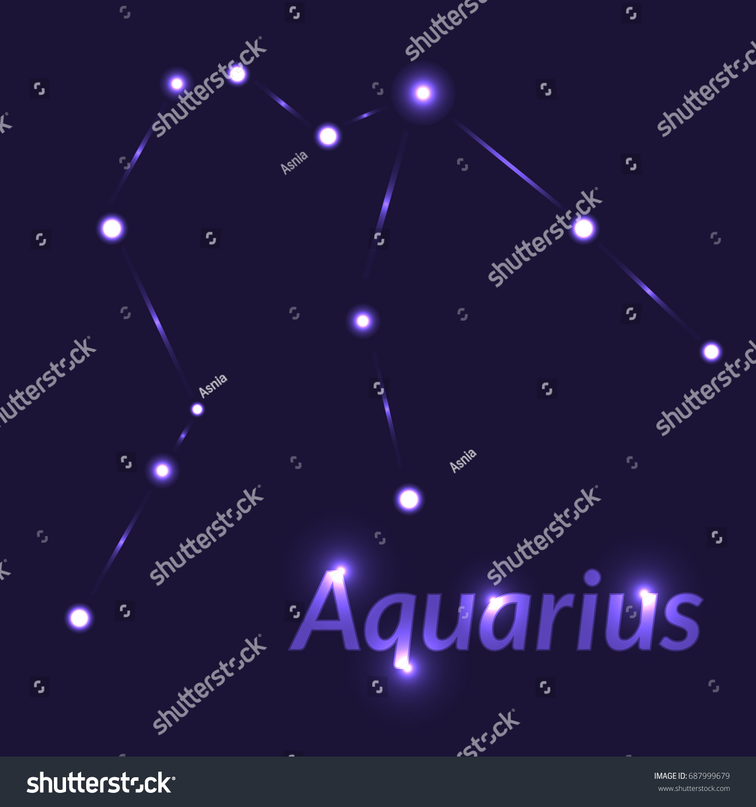 Waterbearer Aquarius Sing Star Constellation Vector Vector De Stock Libre De Regal As