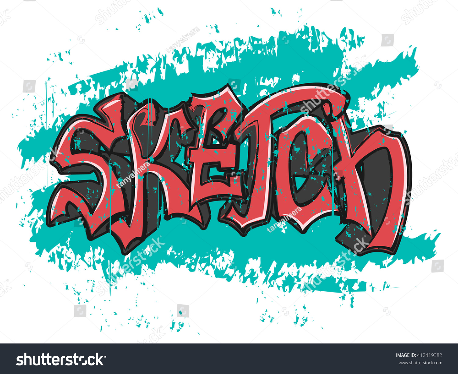 stock vector the word sketch in the style of urban graffiti graphic design for t shirt fashion prints or 412419382