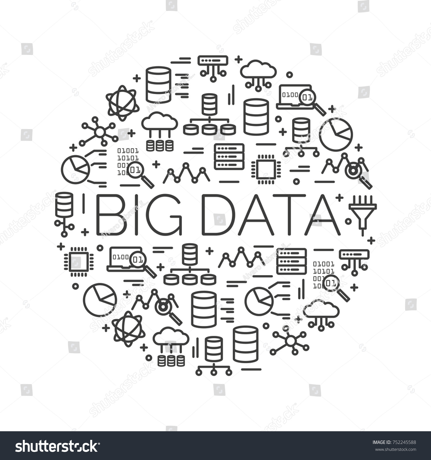 Words Big Data Surrounded By Icons Stock Vector (Royalty Free) 752245588