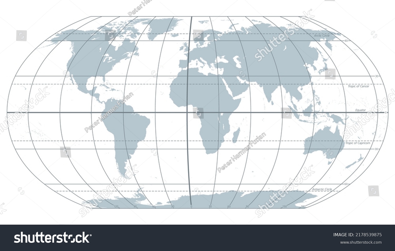 World Most Important Circles Latitudes Longitudes Stock Vector (Royalty ...