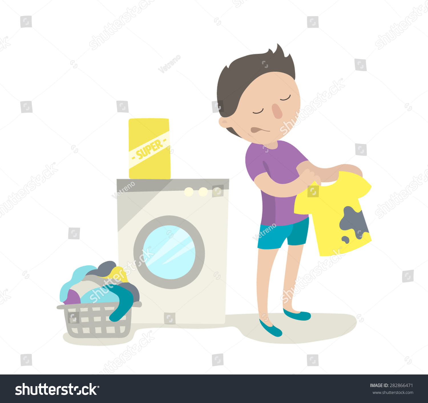 Young Man Laundry Room Hes Upset Stock Vector Royalty Free