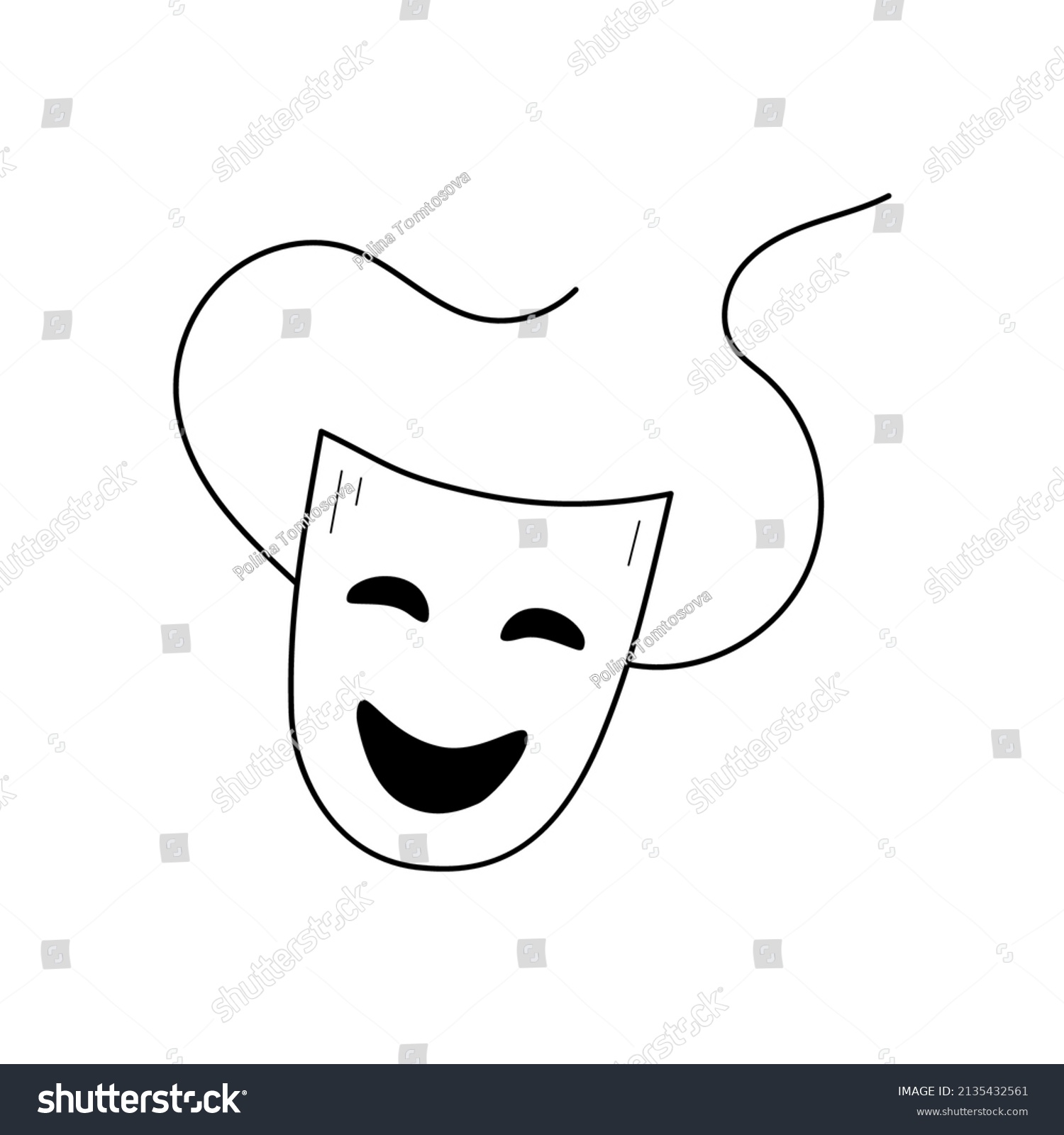 recommend clip art: Theater drama mask outline icon. Actor face mask isolated line drawing element. Vector illustration