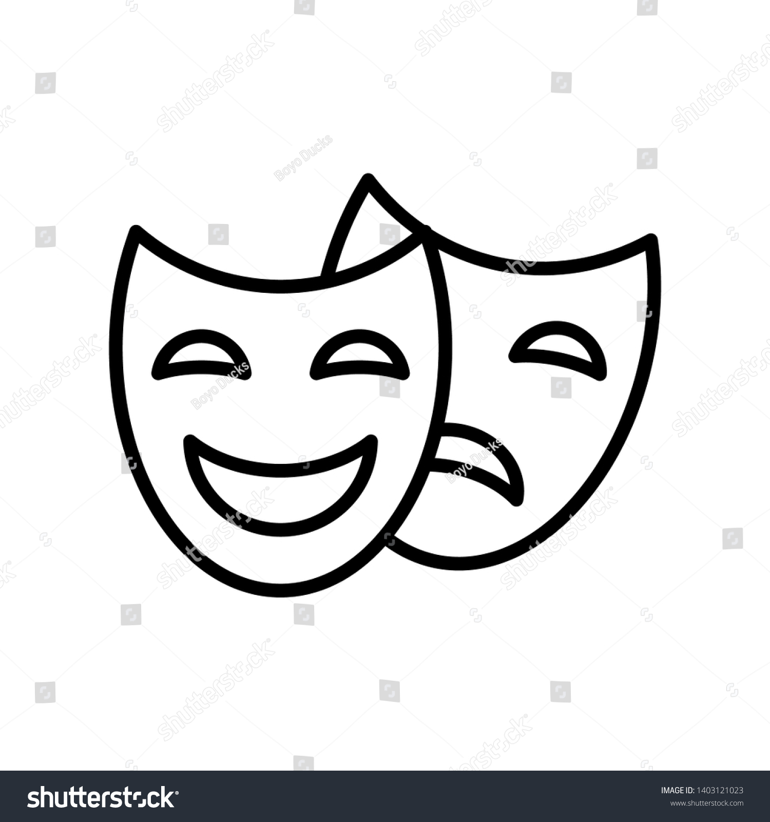 Theater Masks Icon Vector On White Stock Vector (Royalty Free ...