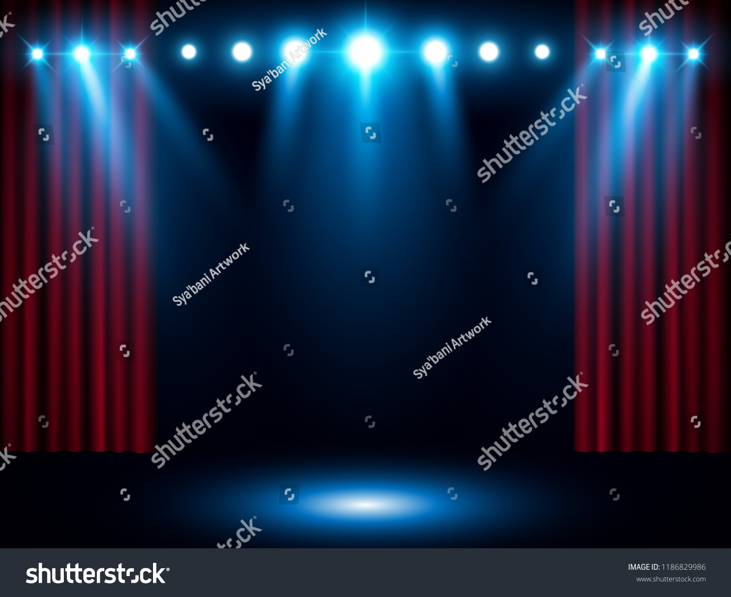 Theater Stage On Red Curtain Spotlight 库存矢量图（免版税）1186829986 Shutterstock