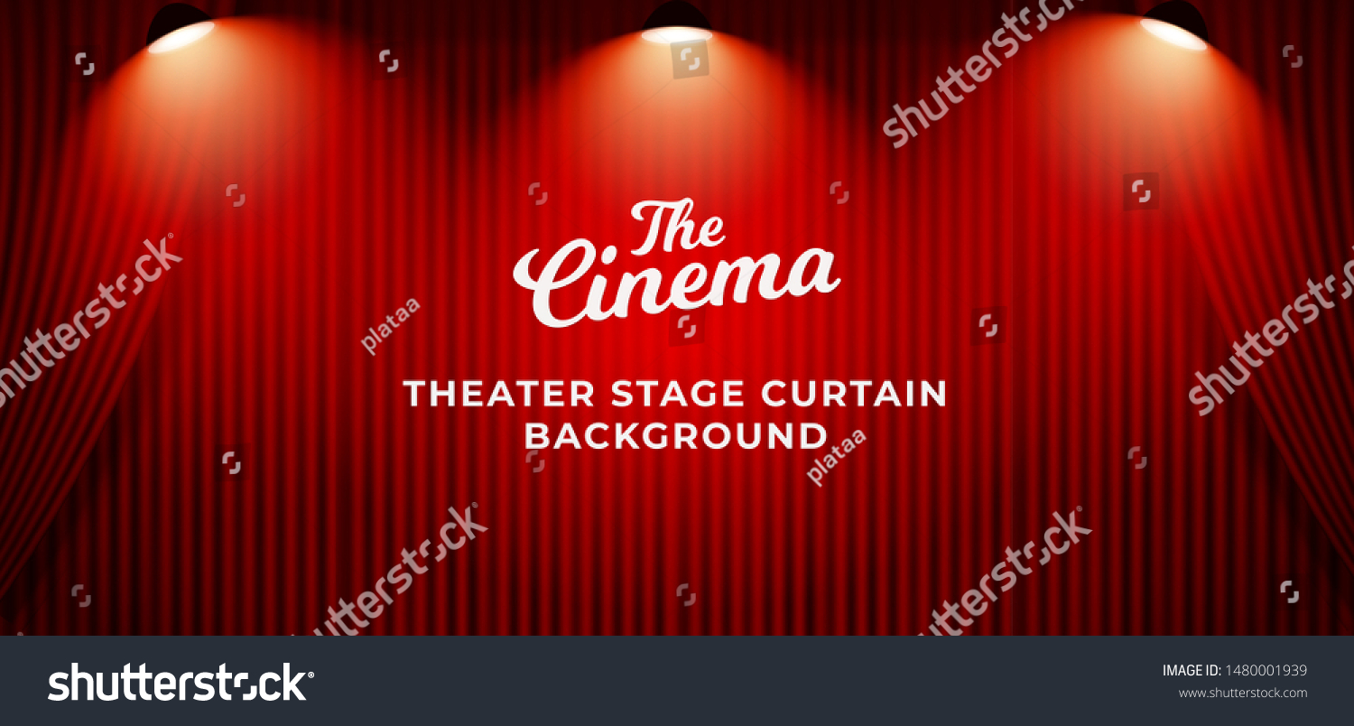 Theater Stage Red Curtain Background Triple Stock Vector (Royalty Free ...