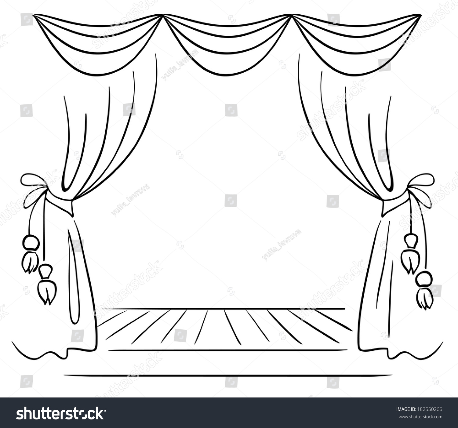 black and white stage curtains clip art preview