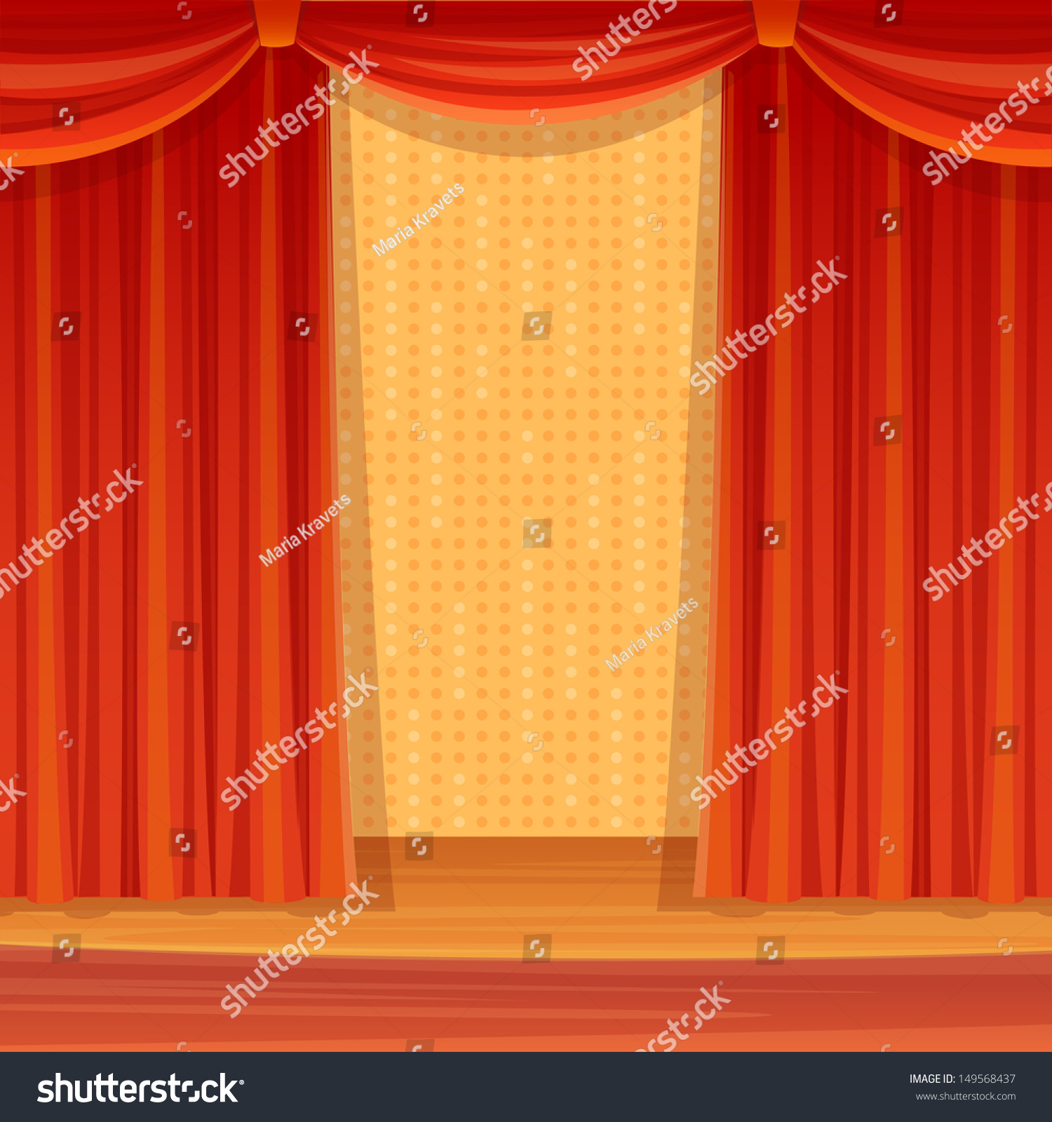 Theater Stage Red Curtains Stock Vector Royalty Free 149568437