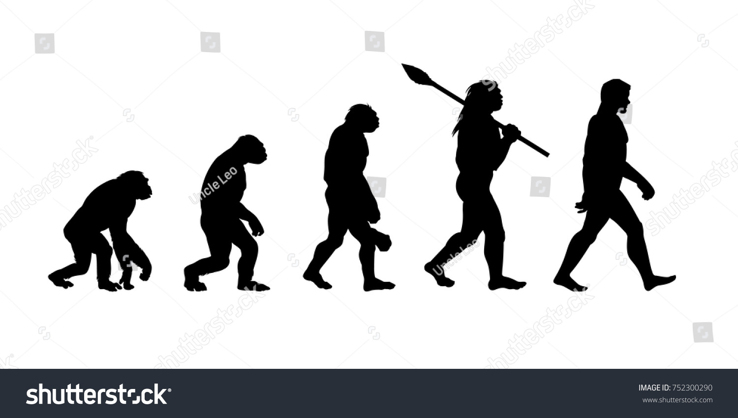 SVG of Theory of evolution of man. silhouette. Human development. Hand drawn sketch vector illustration isolated on white svg
