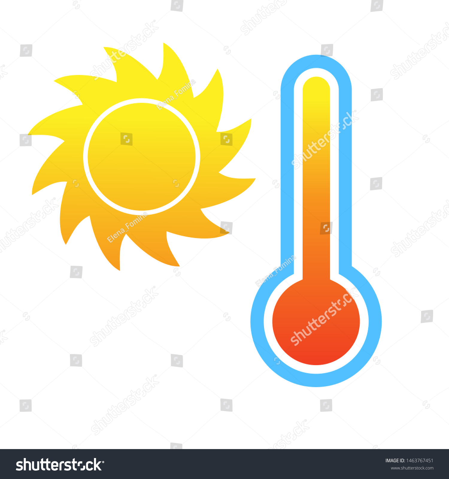 Thermometer Sun Heat Temperature Rise Climate Stock Vector (Royalty ...