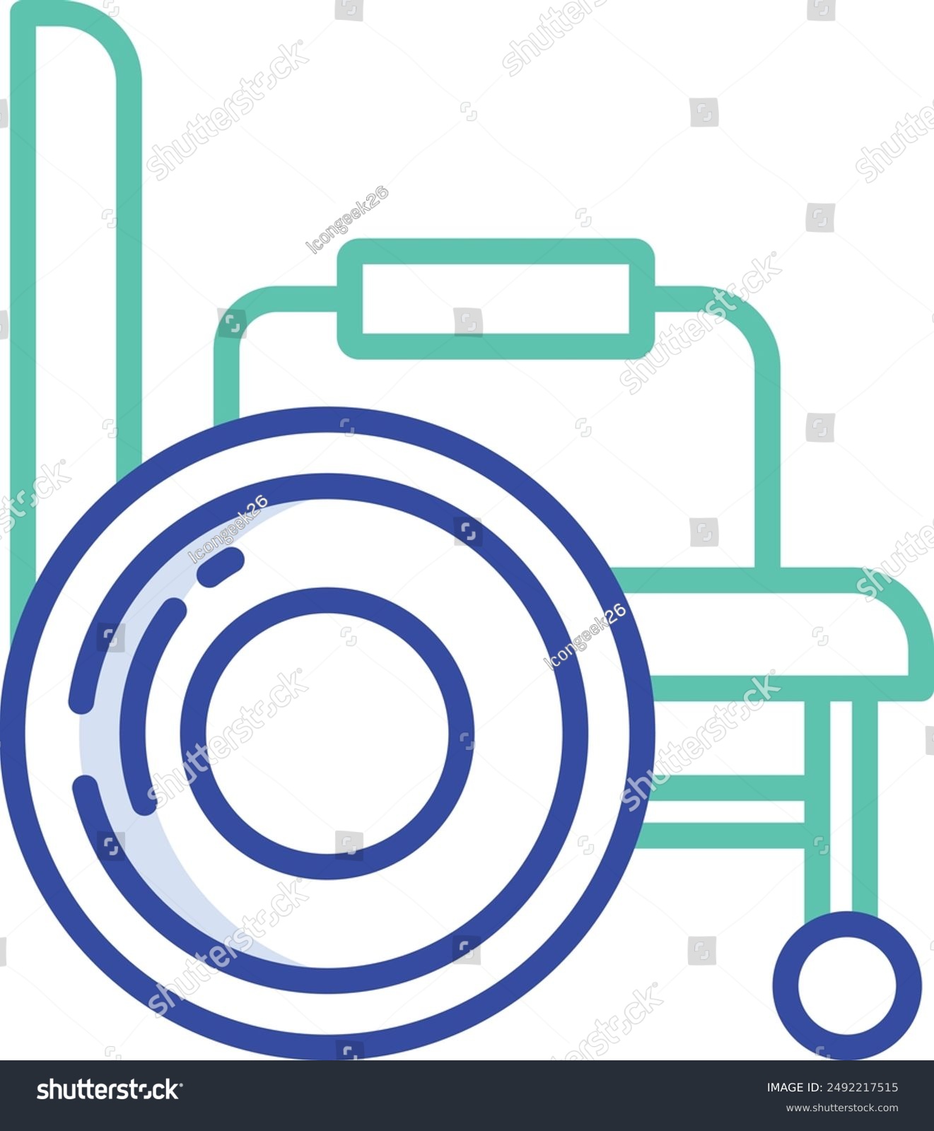 blue and teal wheelchair outline clip art preview