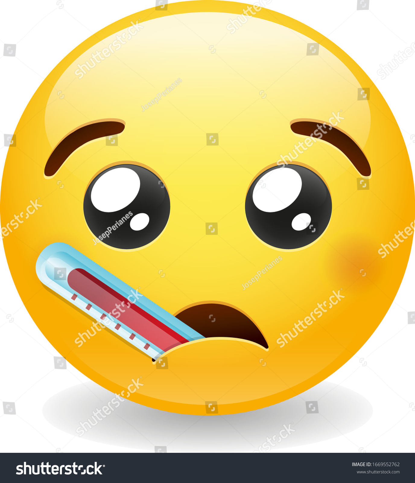 Thermometer Sick Emoji Kawaii Face Vector Stock Vector (Royalty Free