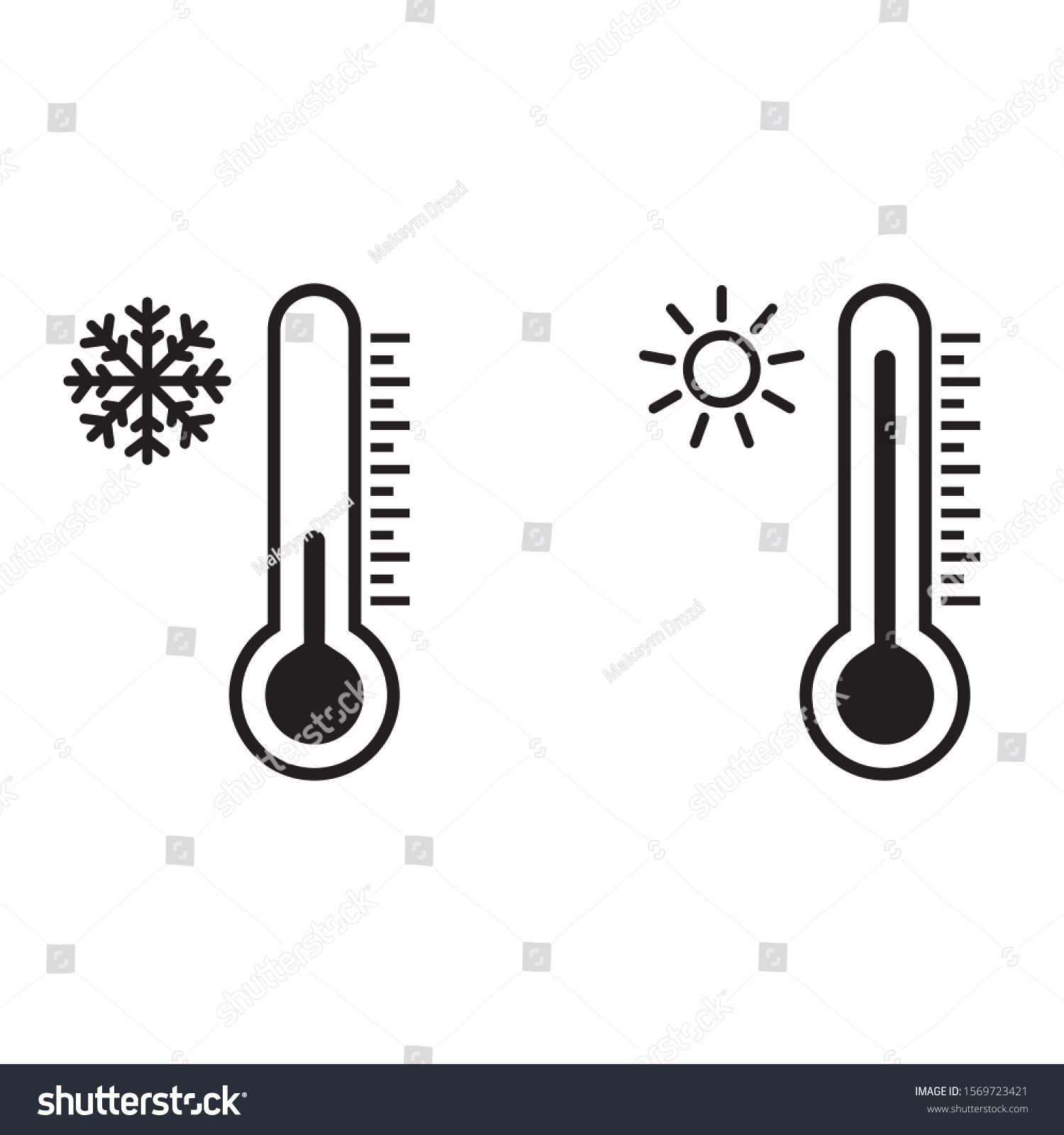 Thermometer Vector Icon Set Hot Cold Stock Vector Royalty Free