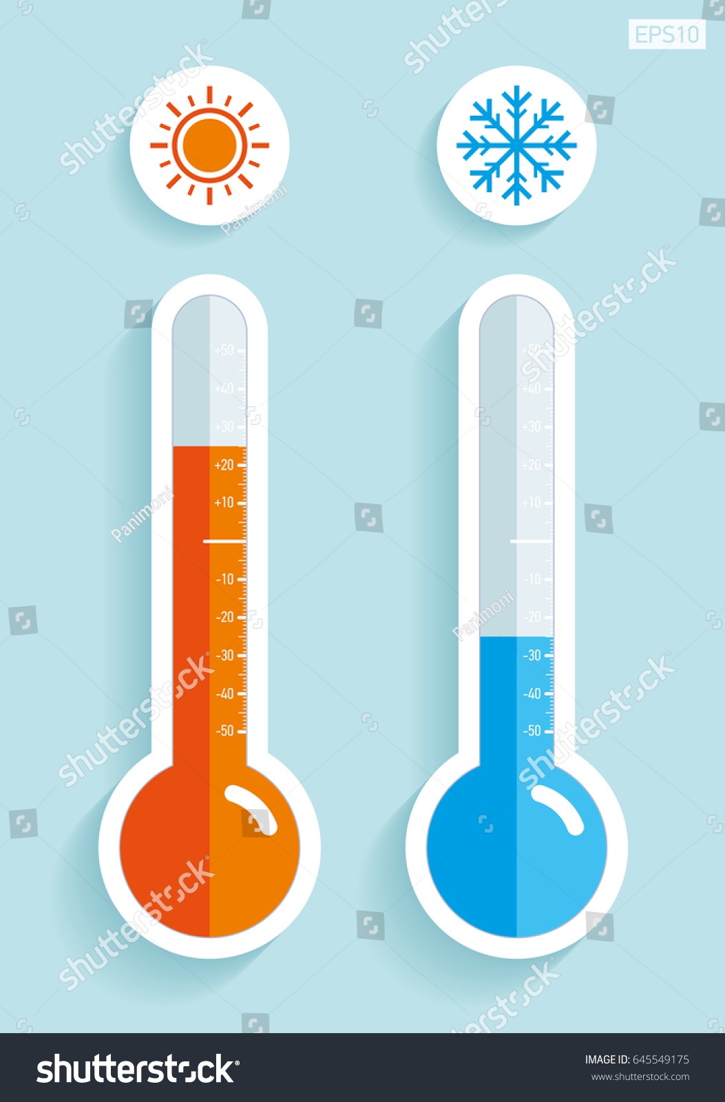 Thermometers Flat Style Cold Hot Temperature Stock Vector (Royalty Free ...