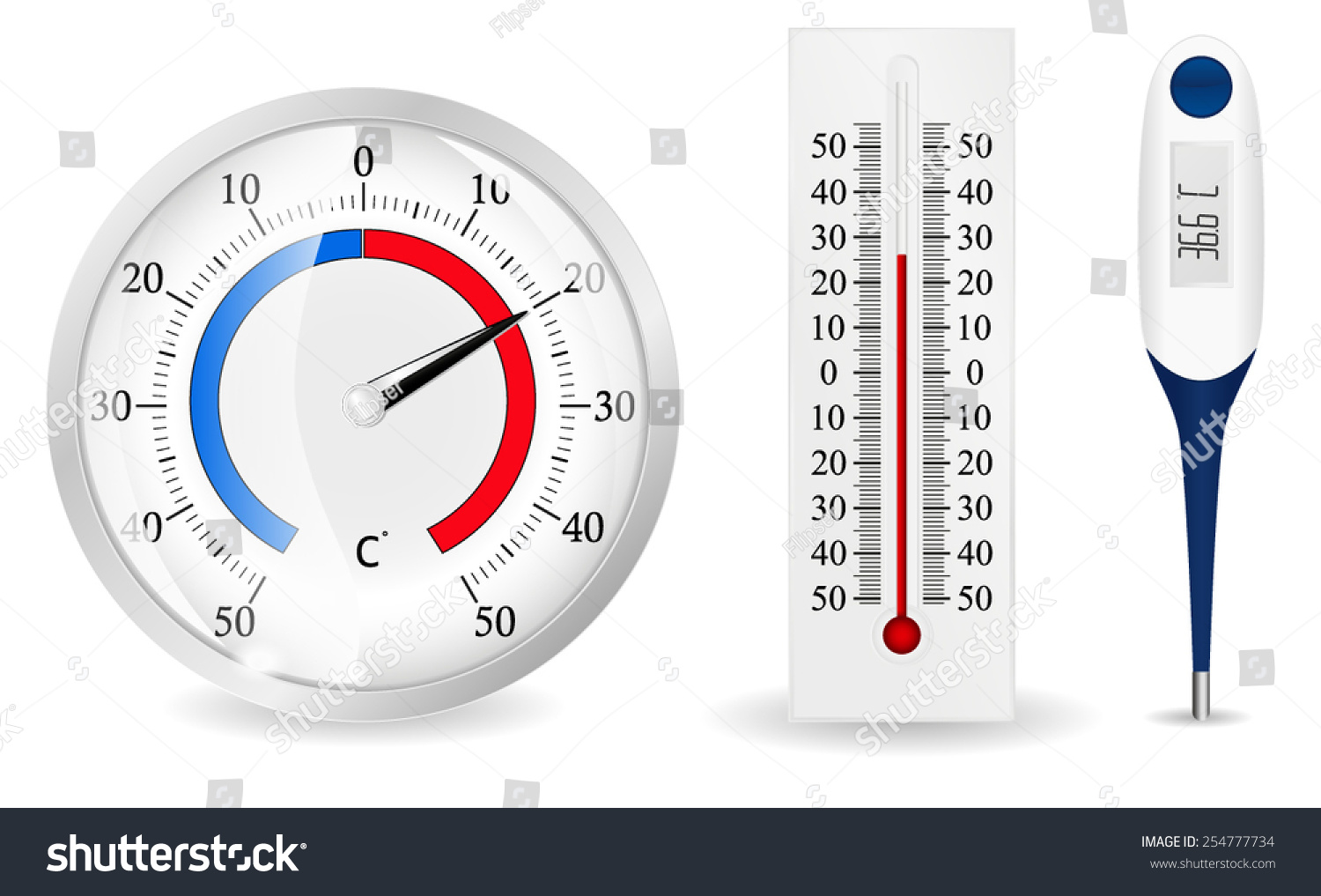Thermometers Vector Drawing Isolated On White Stock Vector Royalty 