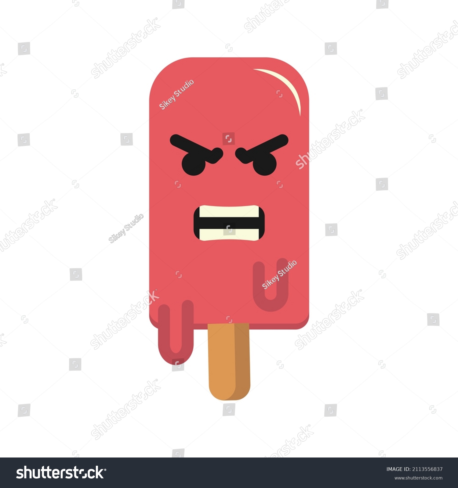 These Cute Ice Cream Emoticons Flat Stock Vector (Royalty Free