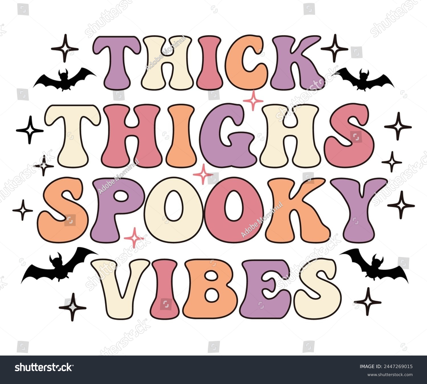 SVG of Thick Thighs And Spooky Vibes,Halloween Svg,Typography,Halloween Quotes,Witches Svg,Halloween Party,Halloween Costume,Halloween Gift,Funny Halloween,Spooky Svg,Funny T shirt,Ghost Svg,Cut file svg