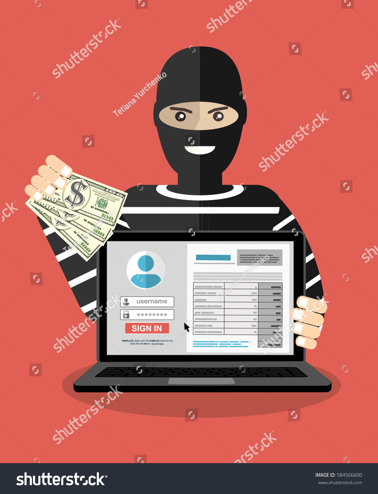 Thief Hacker Stealing Sensitive Data Passwords Stock Vector 584566600 Shutterstock