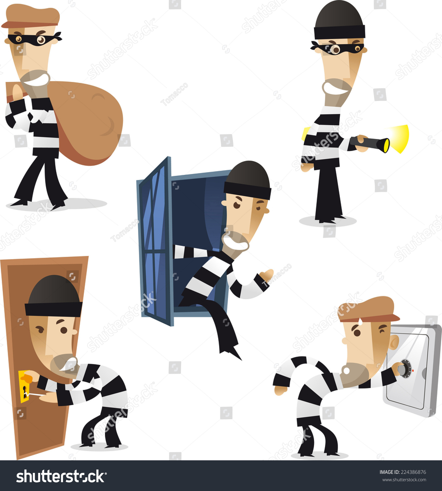 Thief In Action Illustration Collection - 224386876 : Shutterstock