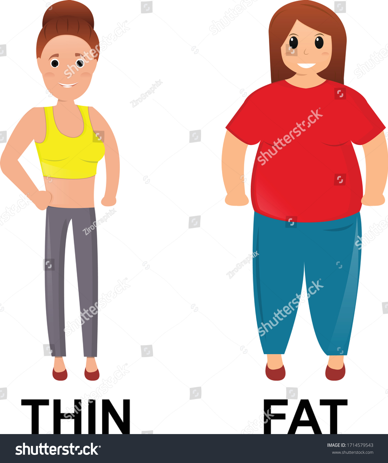 Thin Fat Comparison Kids Vector Illustration Stock Vector (Royalty Free ...