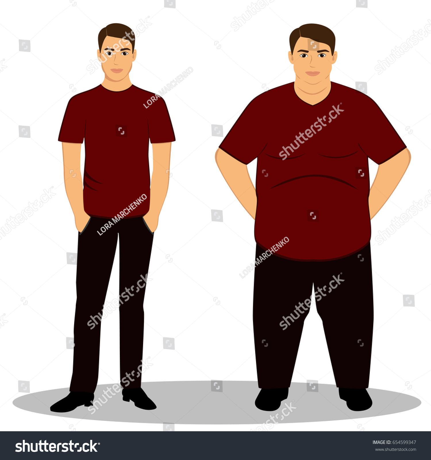 Thin Fat Obesity Thin Fat Boy Stock Vector (Royalty Free) 654599347