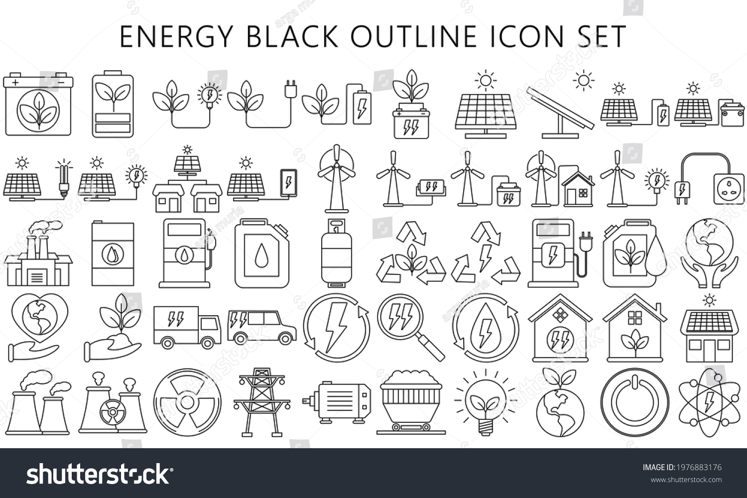 SVG of Thin black Energy outline icons set, include battery, sun, green ecology, renewable and sustainable. Used for modern concepts, web and apps. eps 10 ready convert to svg svg