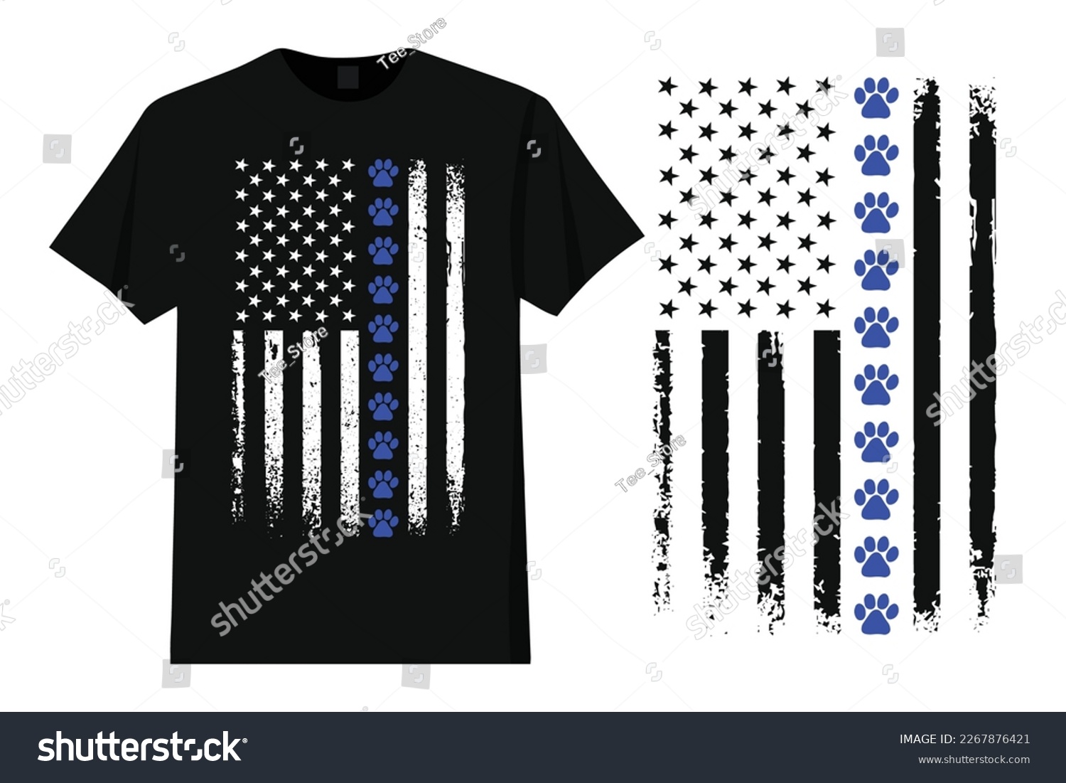 SVG of Thin Blue Line Police K9 Dog American Flag Design svg