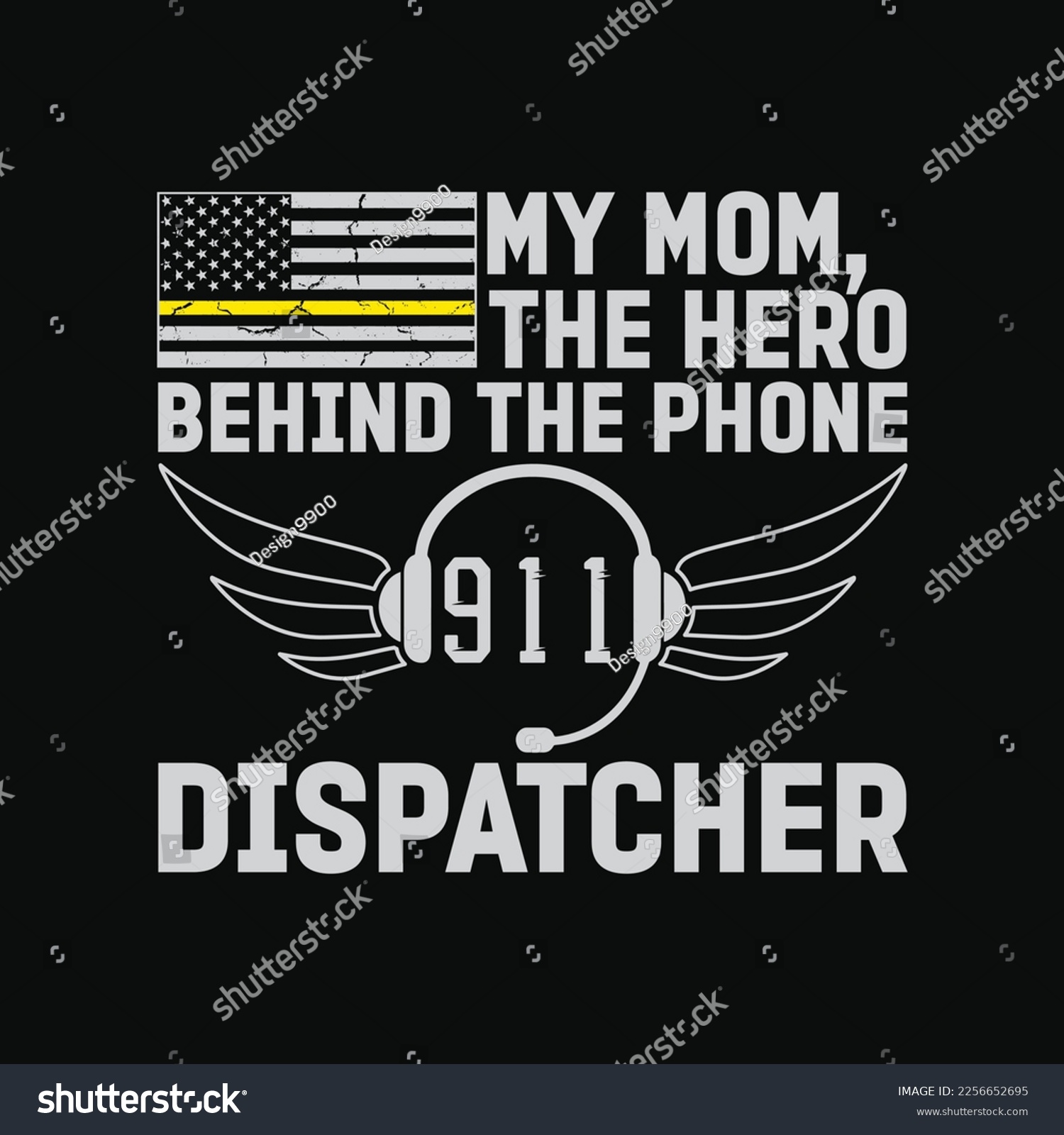 SVG of Thin Gold Line American Flag My Mom 911 dispatcher svg