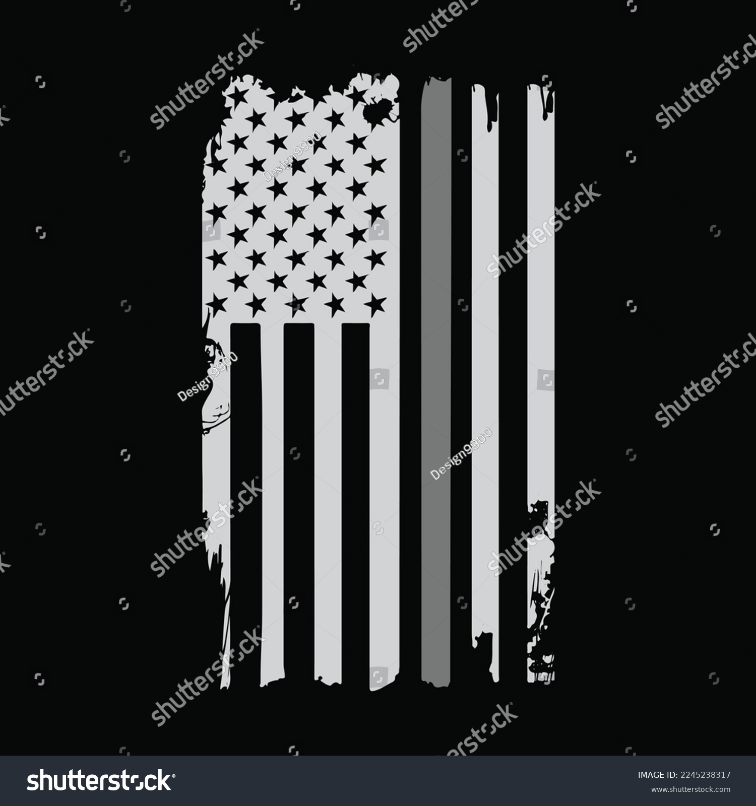 SVG of Thin Silver Gray Line American Flag Department of Corrections svg