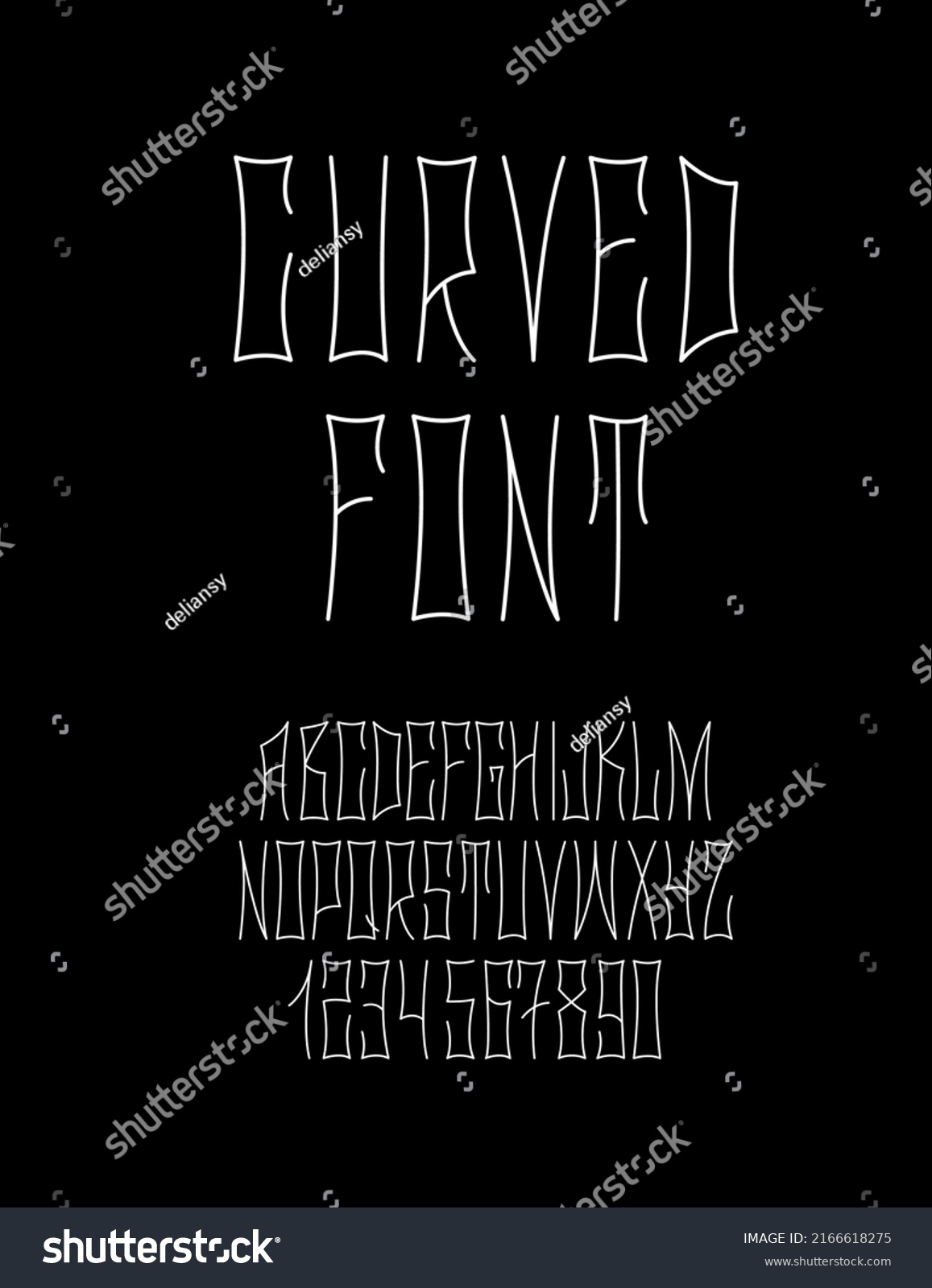 Thin Tall Curved Font Vector English Stock Vector (Royalty Free ...